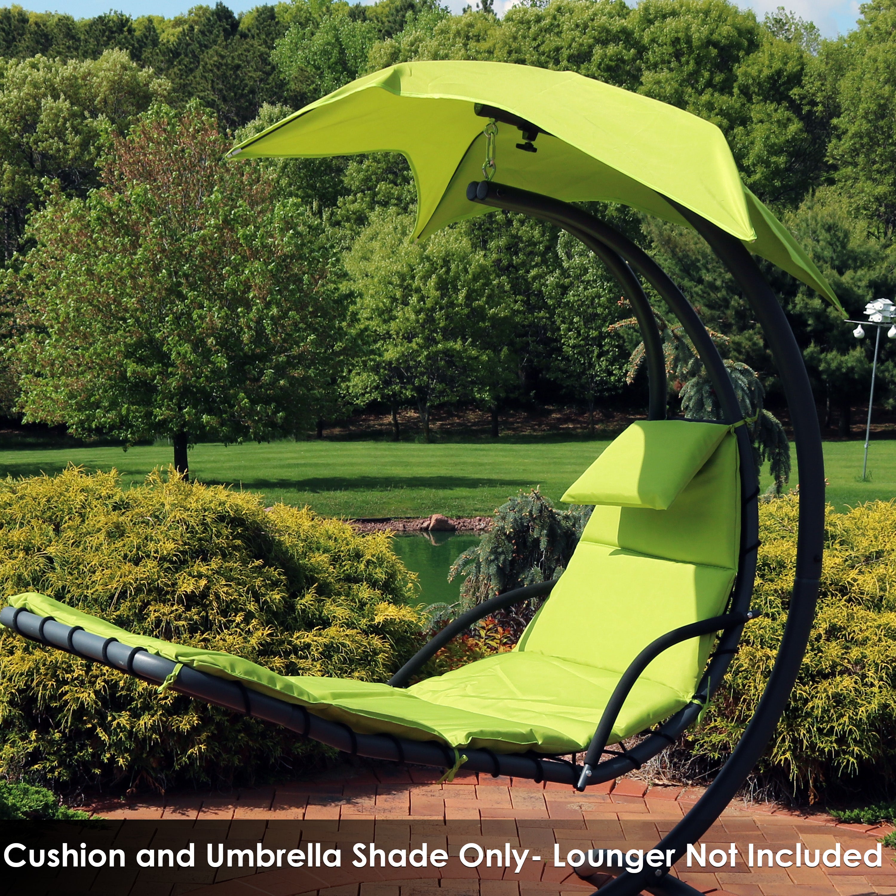 Sunnydaze Hanging Lounge Chair Replacement Cushion & Umbrella Set - Outdoor Patio Furniture Accessories for Poolside, Beach, and Garden Relaxation