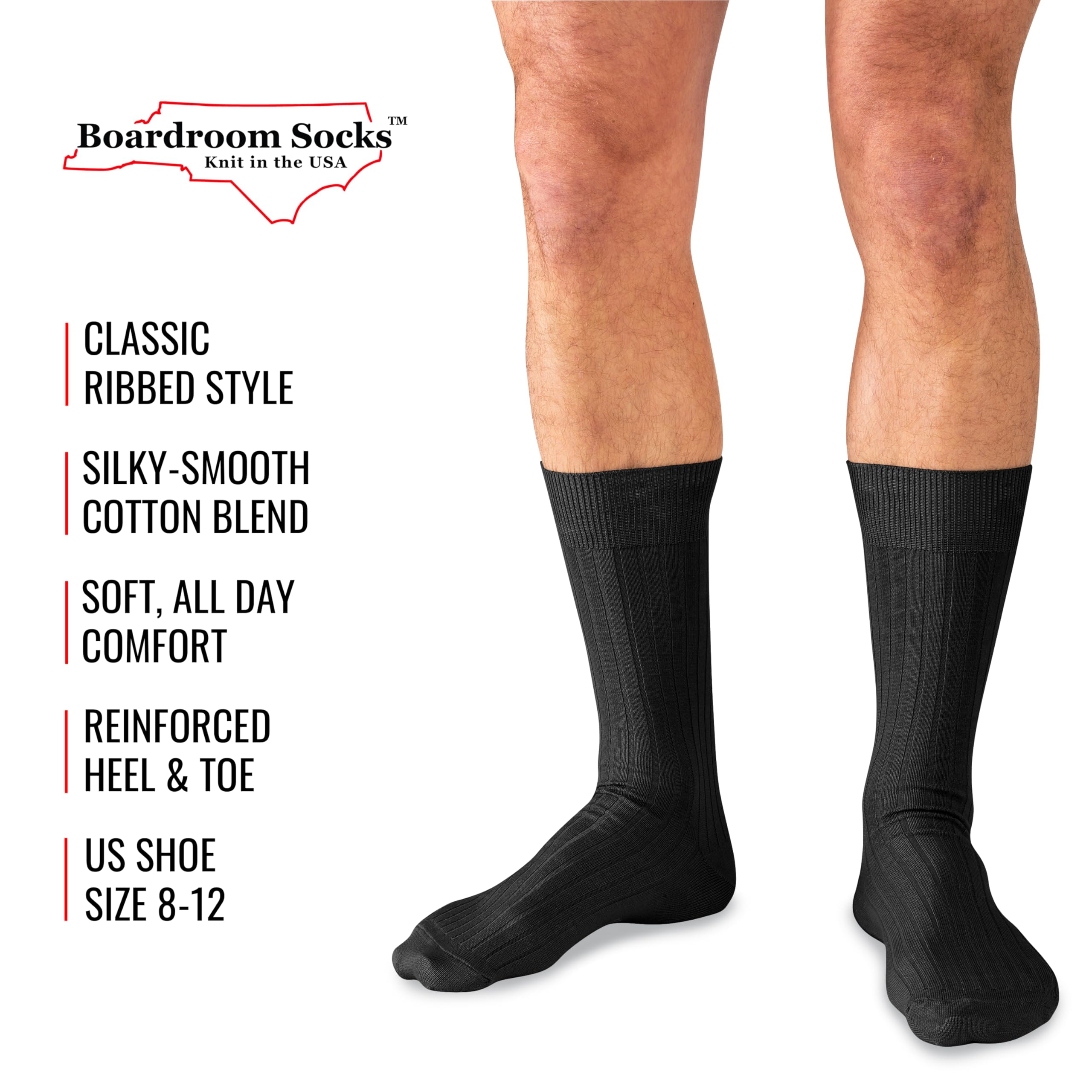 Premium Cotton Dress Socks for Men - Breathable & Comfortable Formal Socks - Classic Mid-Calf Business Socks by Boardroom Socks - Perfect for Office, Wedding & Professional Occasions