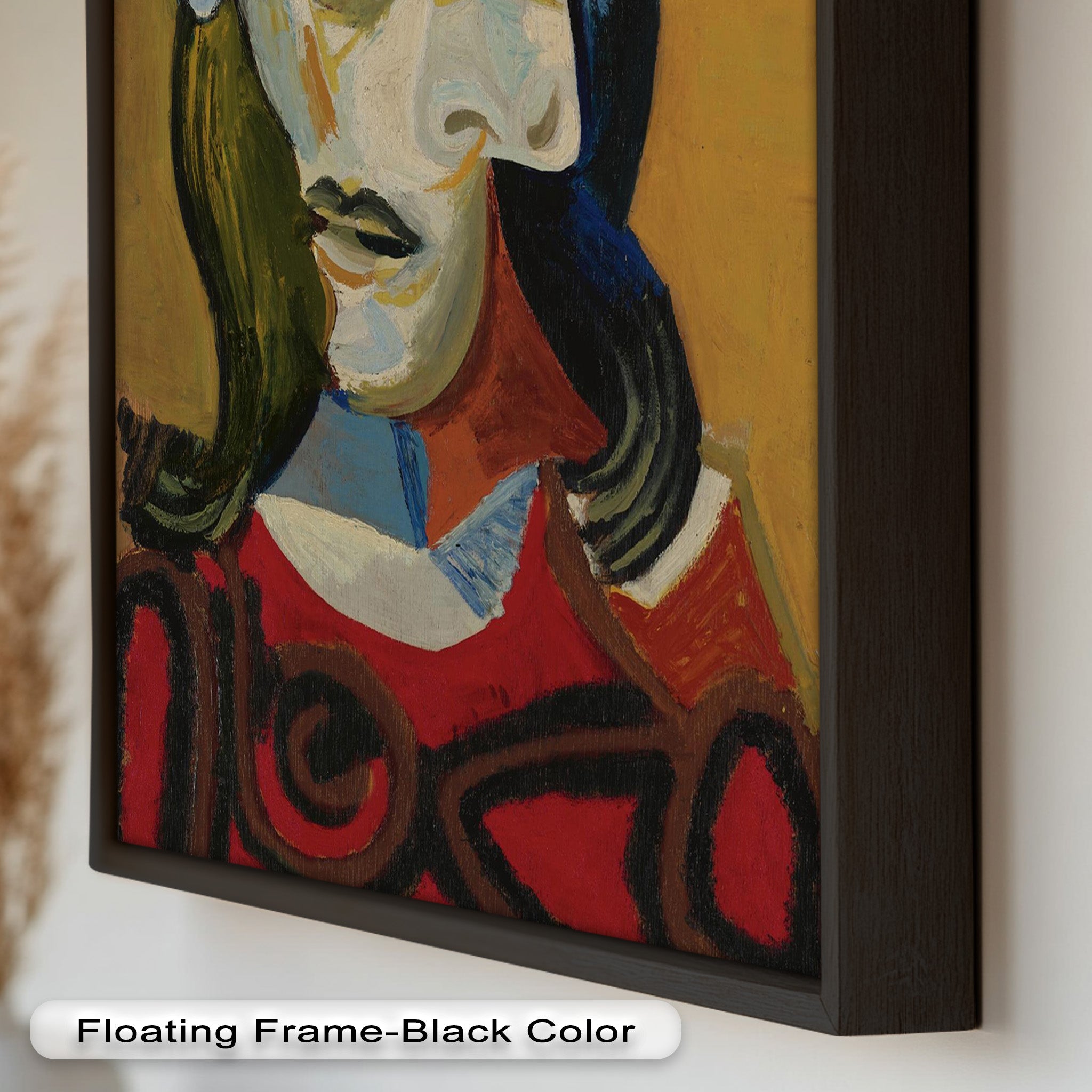 Abstract Portrait with Red Garment - Picasso Style Oil Painting Reproduction - Wall Art for Living Room, Bedroom & Office Decor