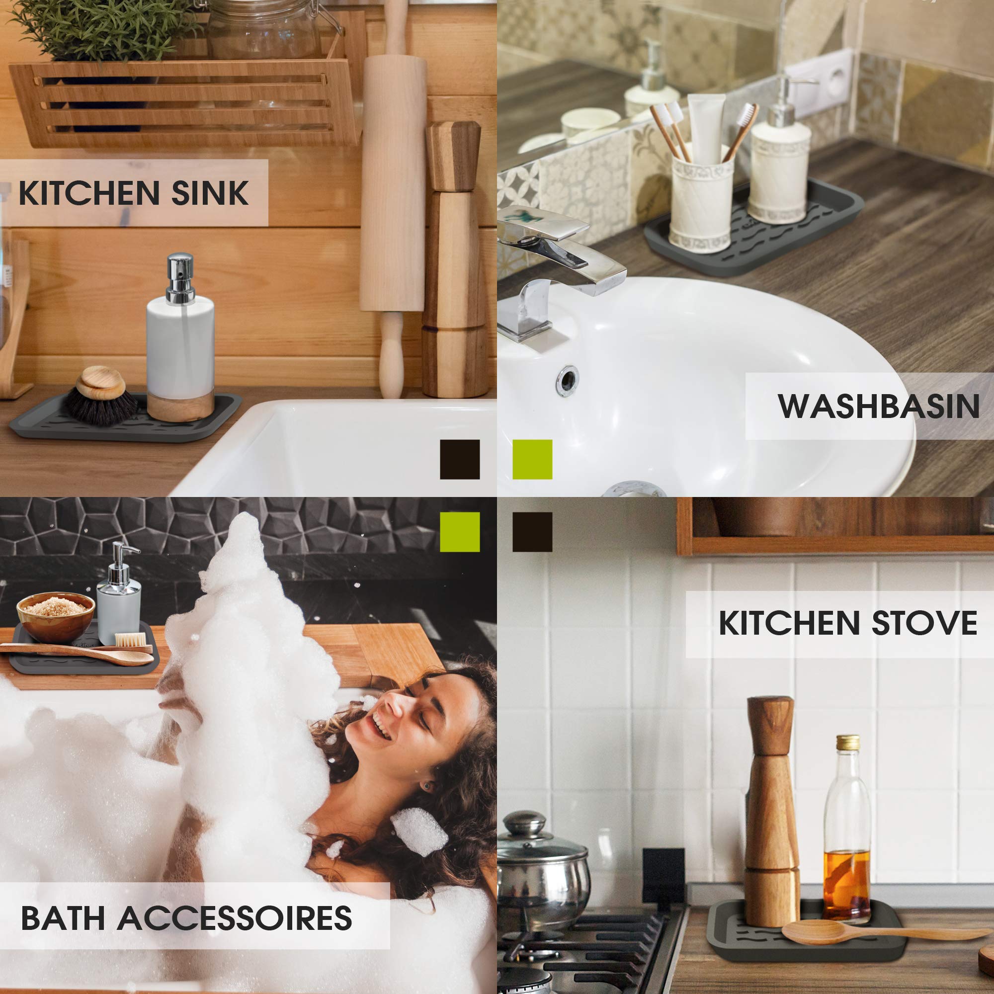 Premium Silicone Sponge Holder & Soap Dispenser Organizer - Non-Slip Kitchen Sink Tray for Sponges, Scrubbers & Cleaning Tools - Durable Sink Caddy with Drainage Holes - Perfect for Kitchen, Bathroom & RV Use