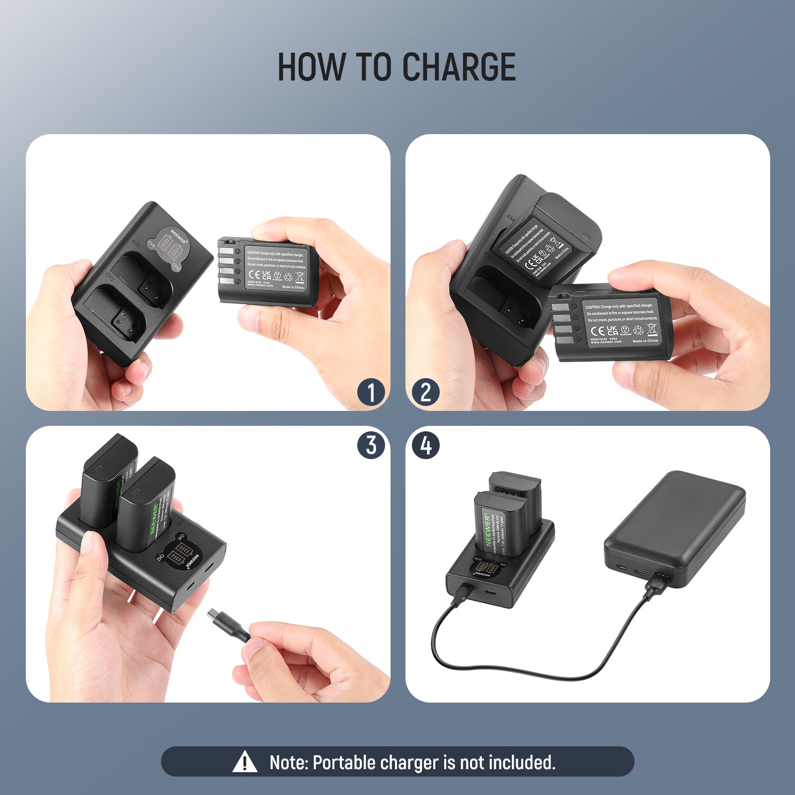 NEEWER DMW BLK22 Replacement Battery and Charger Set for Canon/Nikon/Sony DSLR Cameras - Perfect for Travel Photography & Professional Shoots