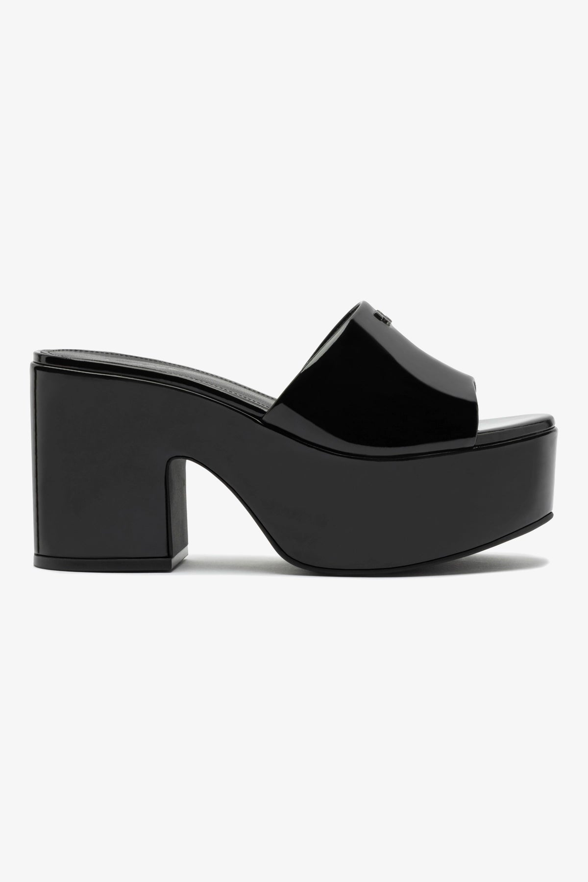 Black Patent Leather Miso Platform Mule Shoes - Comfortable High Heels for Women, Perfect for Office, Party & Evening Events