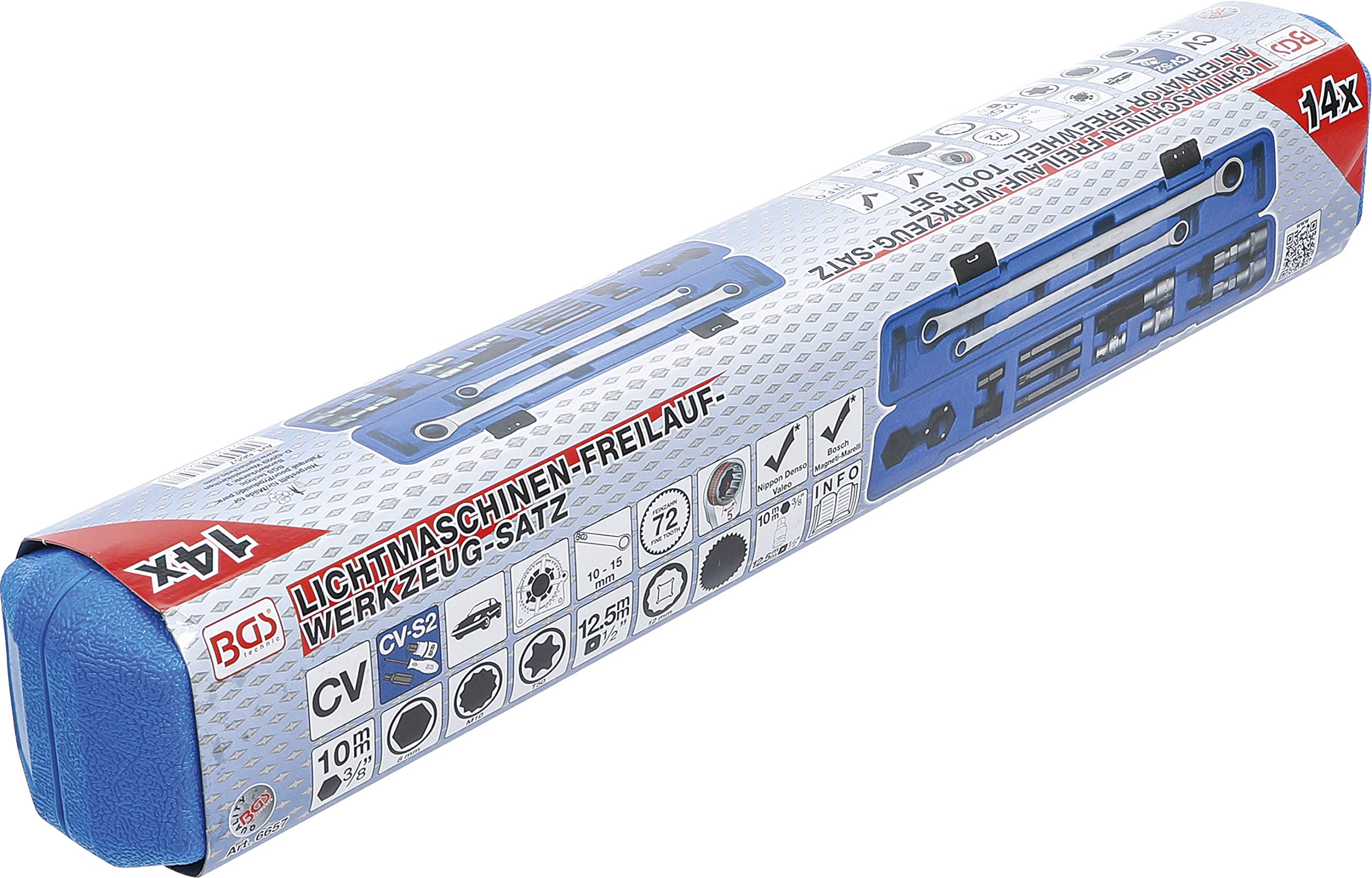 BGS 6657 Alternator Freewheel Tool Set - 14 Piece Professional Auto Repair Kit for Alternator Pulley Removal | Perfect for Mechanics & DIY Car Maintenance