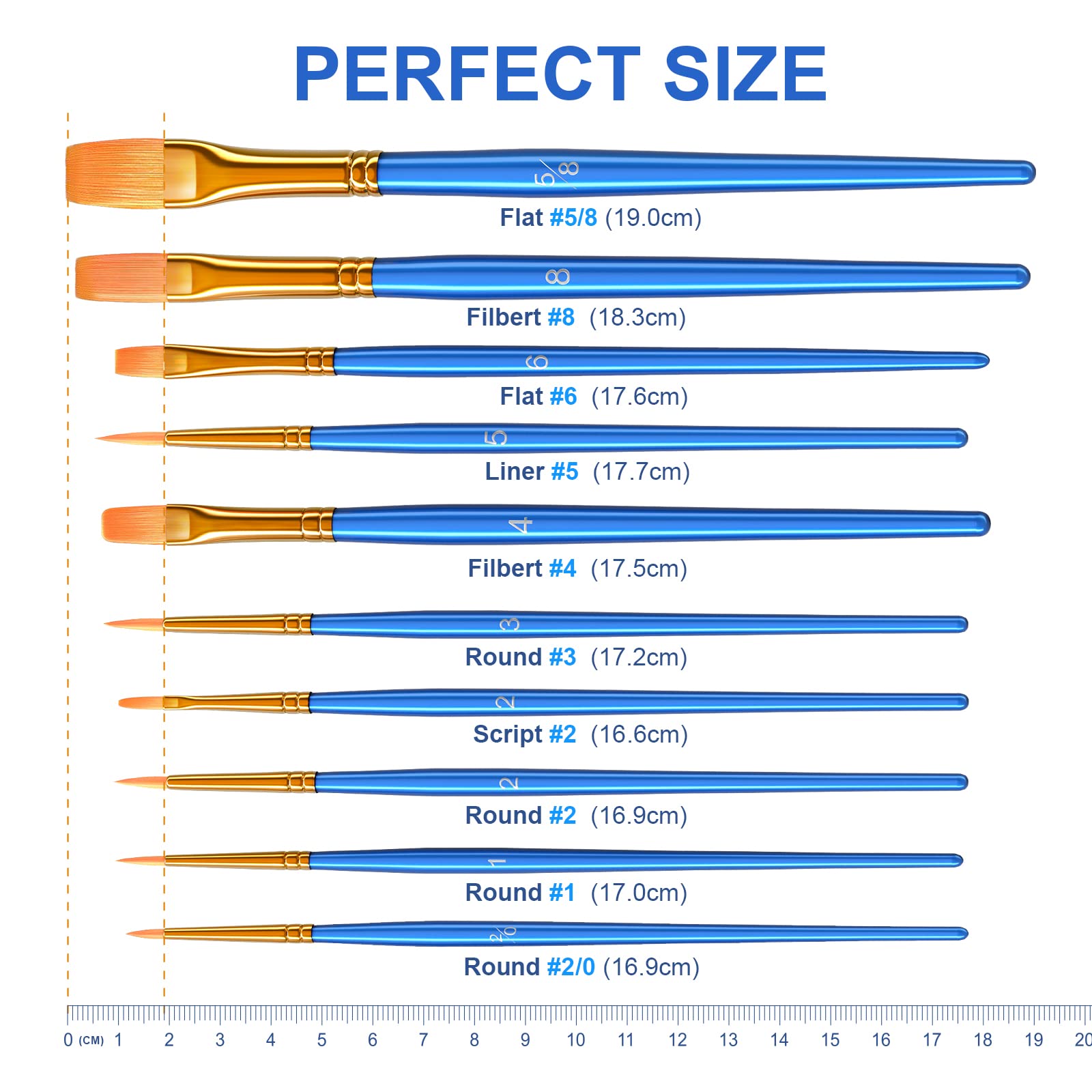 Heartybay 10Pcs Professional Paint Brush Set - Acrylic, Watercolor & Face Painting Brushes for Kids & Adults - Round Pointed Tip Detail Small Brushes for Easter Eggs, Halloween Makeup & Art Projects