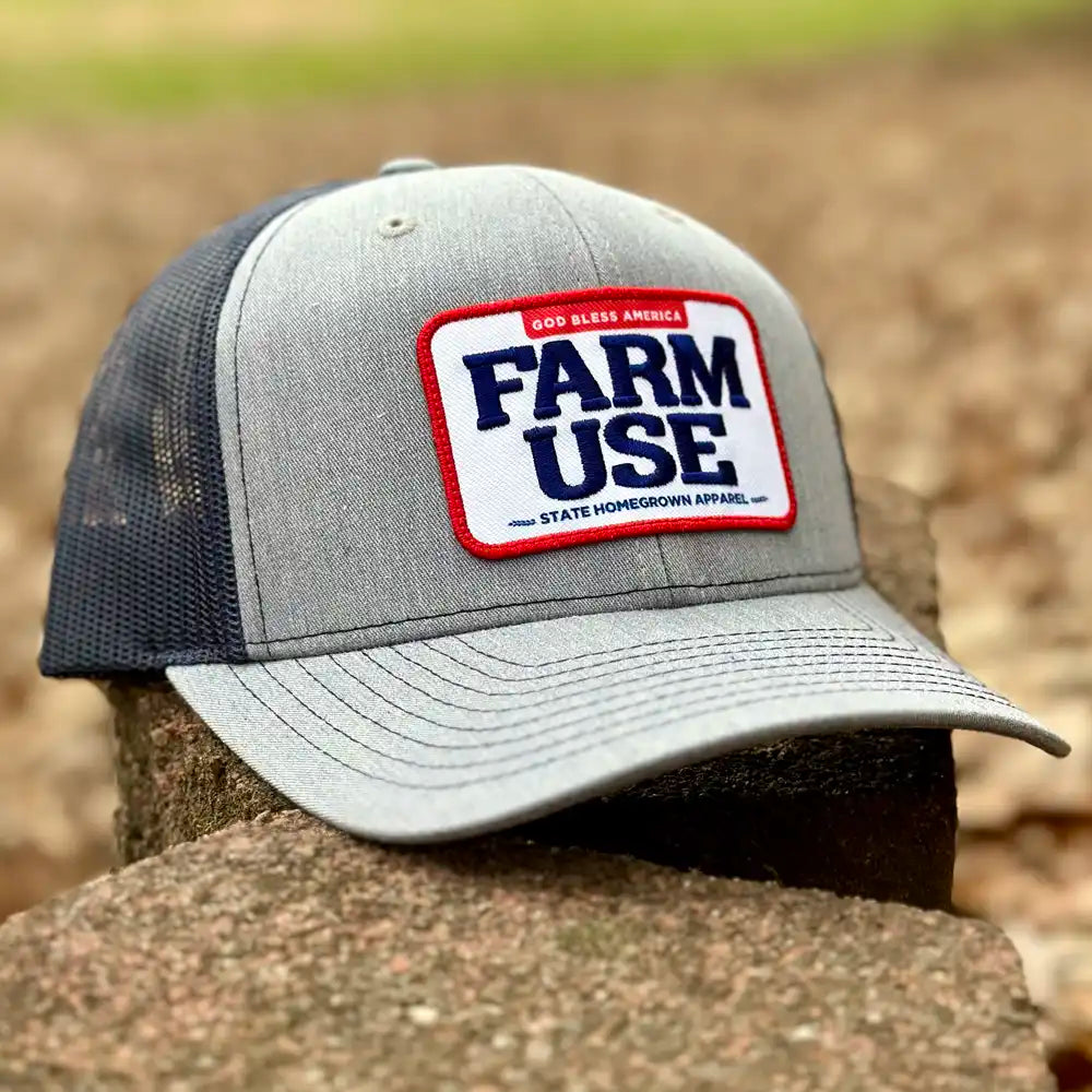 State Homegrown Farm Use Navy & Heather Gray Baseball Cap - Durable Work Hat for Farming, Outdoor Activities & Casual Wear