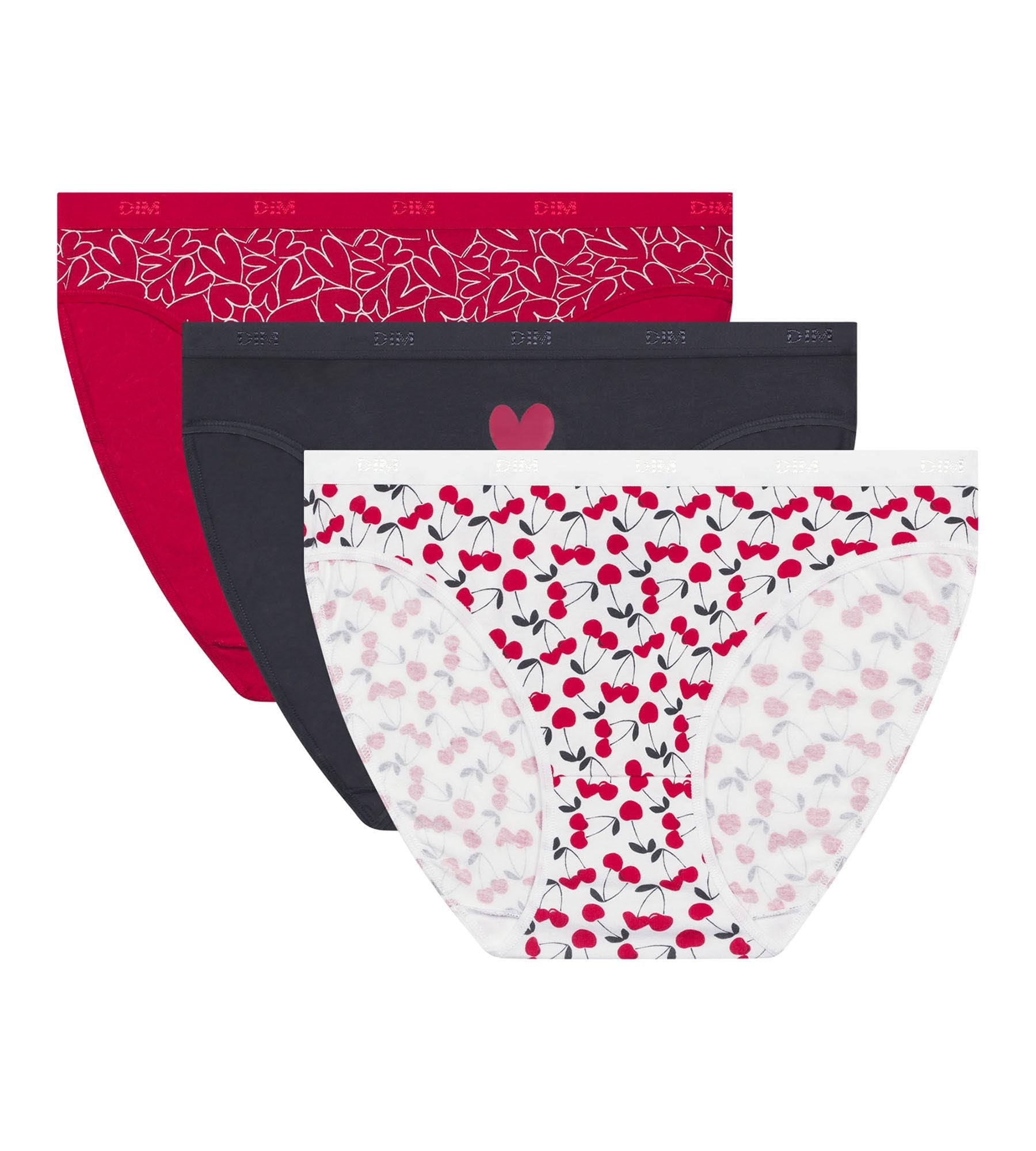 3 Pack Women's Cotton Stretch Underwear with Heart Print - Soft & Comfortable Panties for Everyday Wear, Sleep & Lounge