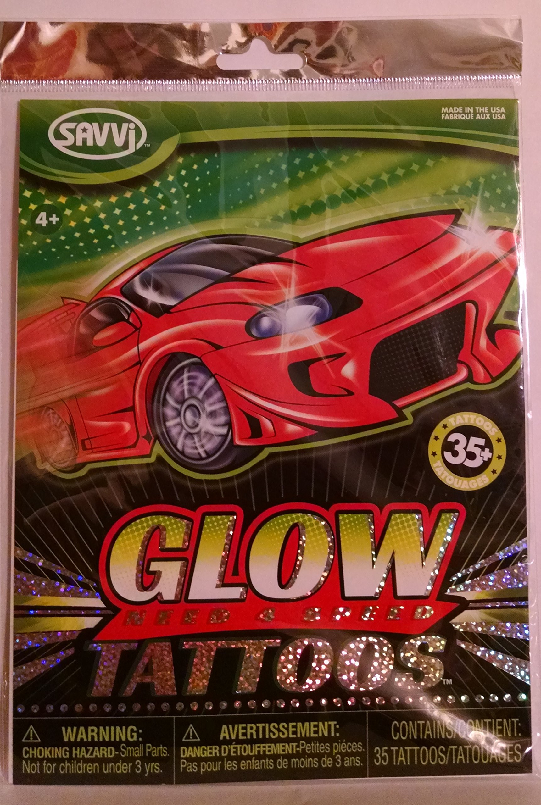 Glow in the Dark Temporary Tattoos - Fast Drying & Long Lasting | Perfect for Parties, Halloween & Night Events | Savvi Need 4 Speed Tattoos