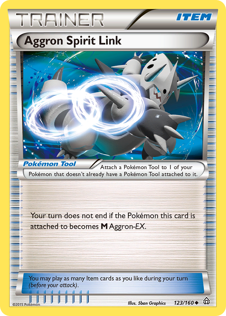 Aggron Spirit Link Pokemon Card (123/160) - XY Primal Clash TCG - Rare Holo Trading Card for Collectors & Battles - Perfect for Pokemon TCG Tournaments & Card Game Nights