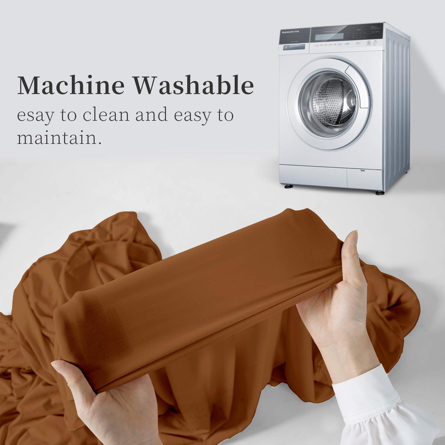 ManMengJi 6 ft Spandex Table Cover - Stretchable Fitted Tablecloth for Standard Folding Tables, Universal Rectangular Tablecloth for Wedding, Banquet, Party & Events (Brown) - Perfect for Indoor & Outdoor Decorations, Catering, and Home Dining