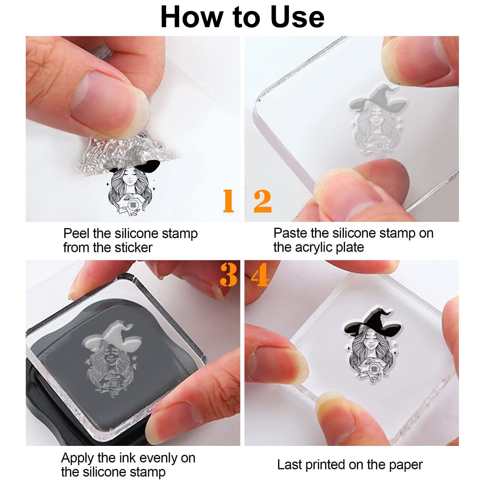 PH PandaHall Tarot Clear Stamp Set - Moon Witch Silicone Stamps for Card Making, DIY Scrapbooking & Photo Album Decoration (6.2x4.3 Inch) - Perfect for Journaling, Planner Decor & Handmade Greeting Cards