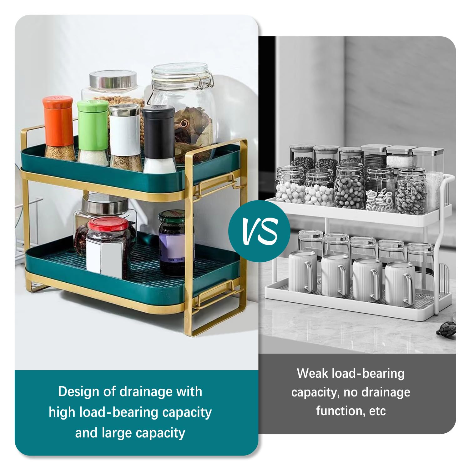 2 Tier Cup Drying Rack with Drain Tray - Space Saving Countertop Mug Holder & Kitchen Organizer for Glasses, Tumblers, Teacups - Perfect for Small Kitchens, Coffee Bars & Dish Drying Stations