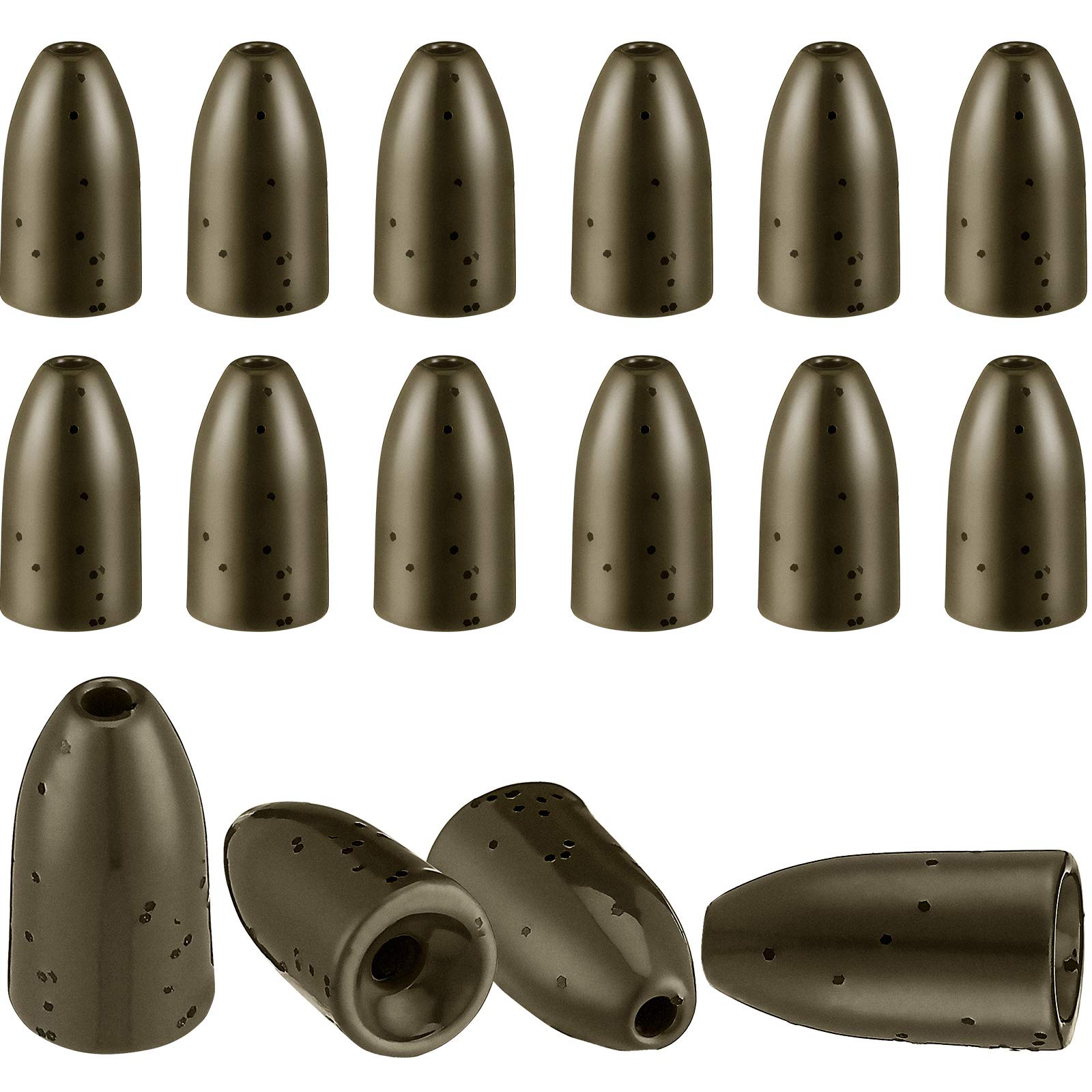 16-Piece Tungsten Worm Weights & Flipping Sinkers for Bass Fishing - Heavy Duty Pitching and Flipping Weights for Freshwater & Saltwater Fishing - Perfect for Texas Rig, Carolina Rig, and Drop Shot Techniques