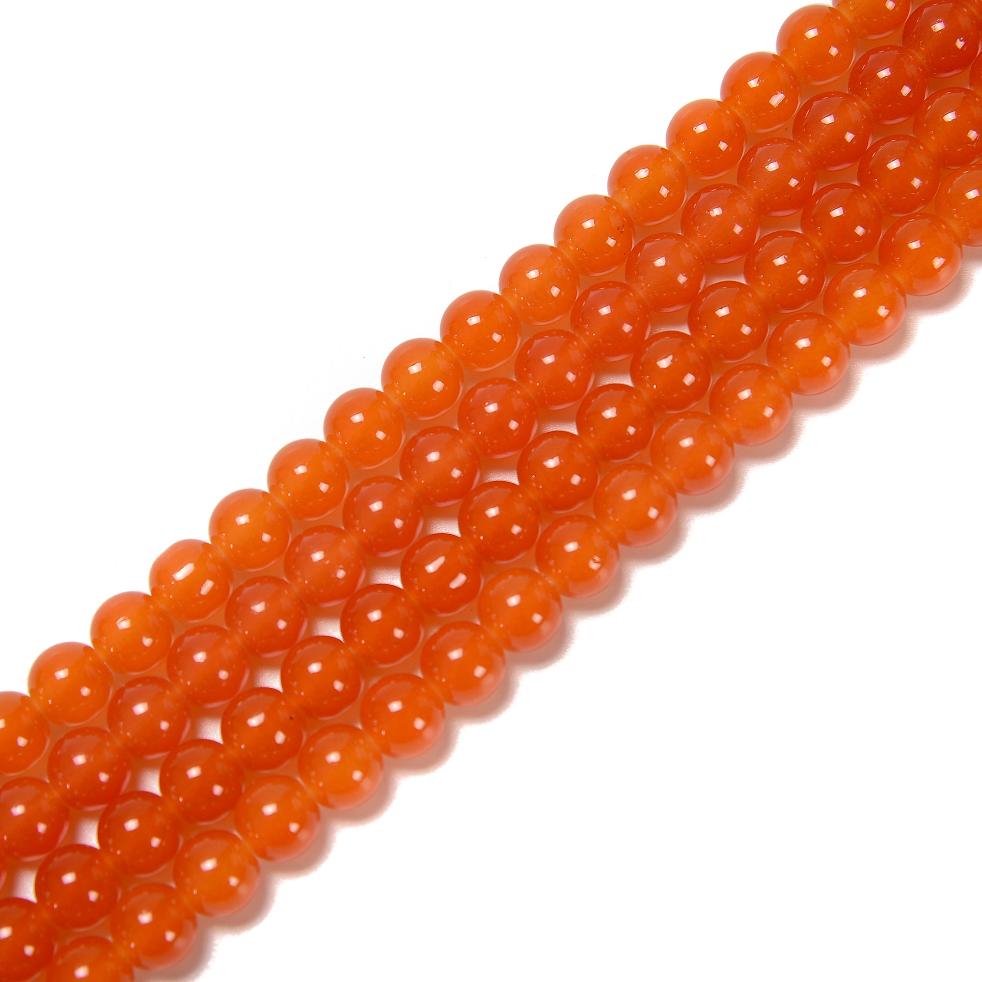 Dark Orange Crystal Glass Smooth Round Beads - 6mm, 8mm, 10mm, 15.5 Strand - DIY Jewelry Making, Bracelets, Necklaces & Home Decor Crafts