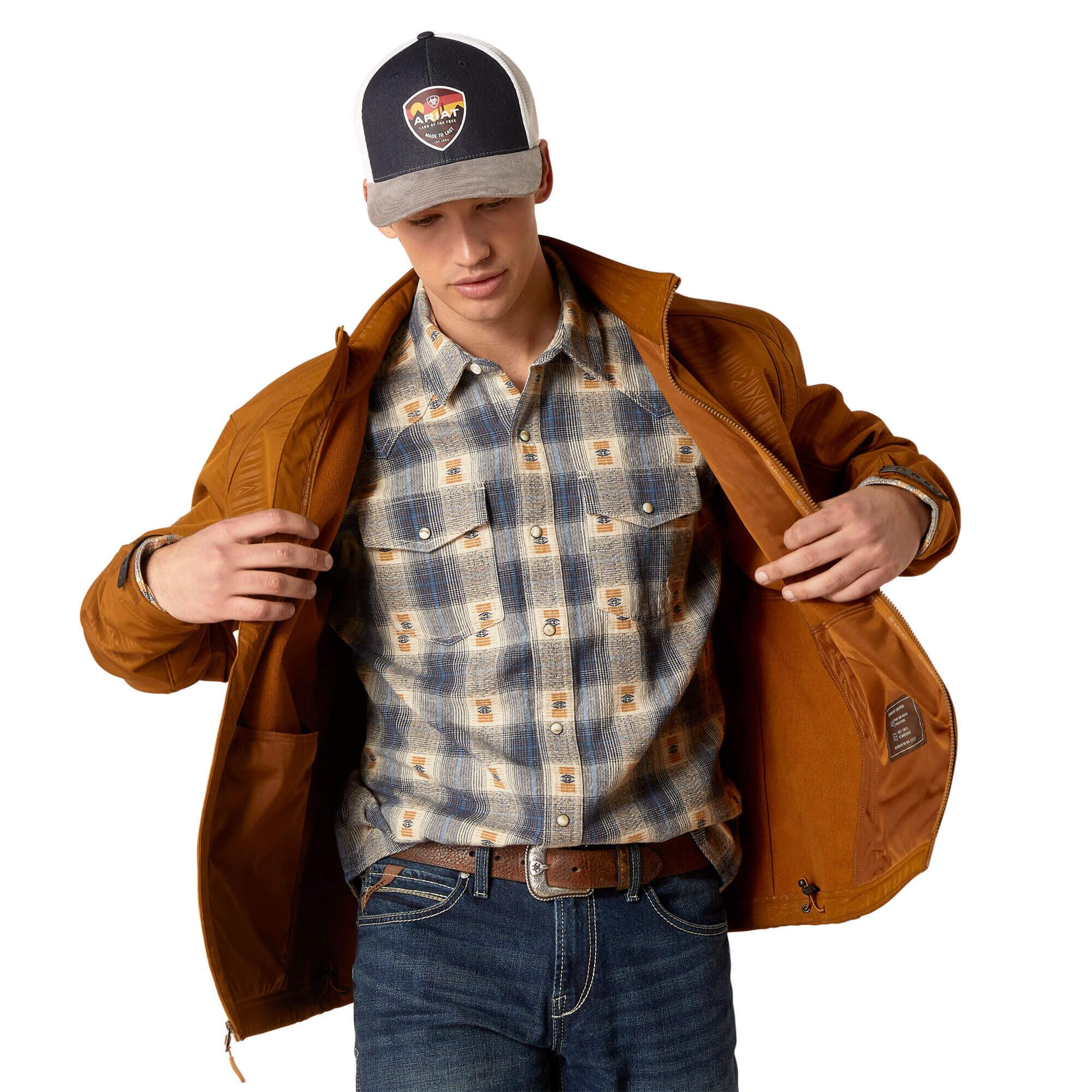 Ariat Men's Logo 2.0 Softshell Jacket - Waterproof Windbreaker for Outdoor Activities, Hiking & Casual Wear