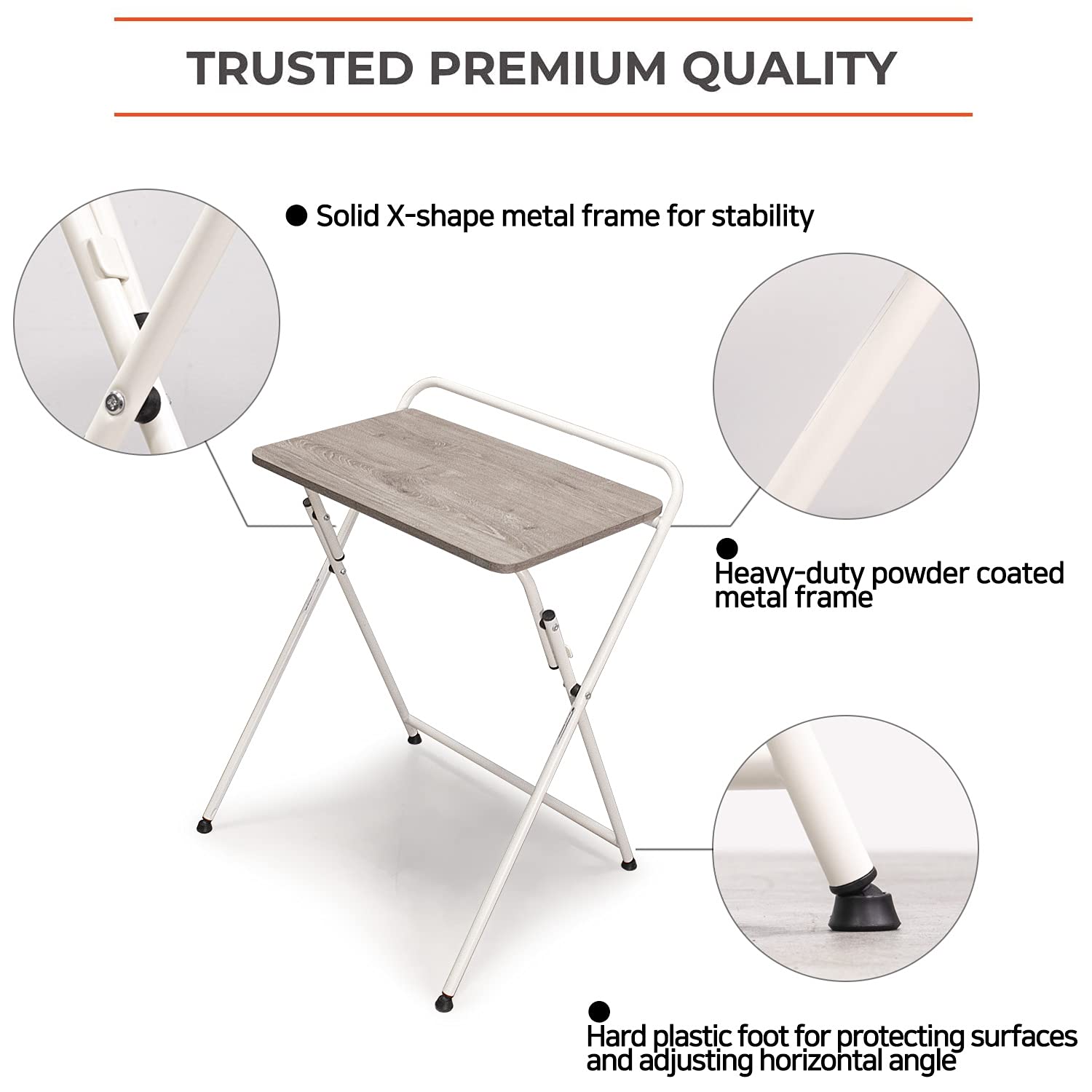 SOFSYS Modern Folding Desk for Small Spaces - Compact Computer Gaming Desk, Home Office Writing Table with Industrial Metal Frame & Premium Desktop (Gray/White) - Perfect for Dorm Rooms, Apartments & Workspace Organization