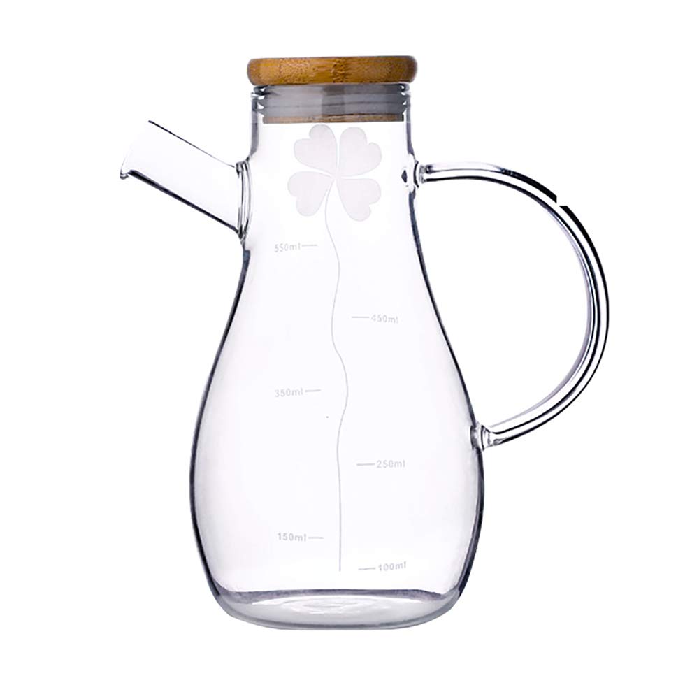 Premium Glass Olive Oil Dispenser Bottle with Wooden Cap - Clear Kitchen Oil & Vinegar Cruet with Wide Mouth & Precision Pour Spout - Perfect for Cooking, Salad Dressing & Gourmet Meal Preparation
