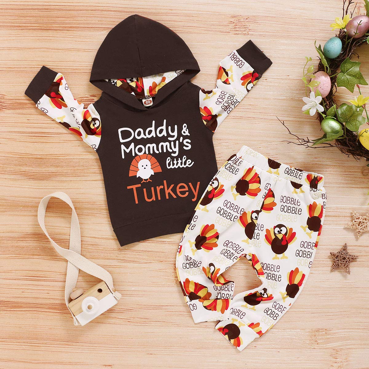 Thanksgiving Baby Boy Outfit - Turkey Print Toddler Clothes for Holiday Photos