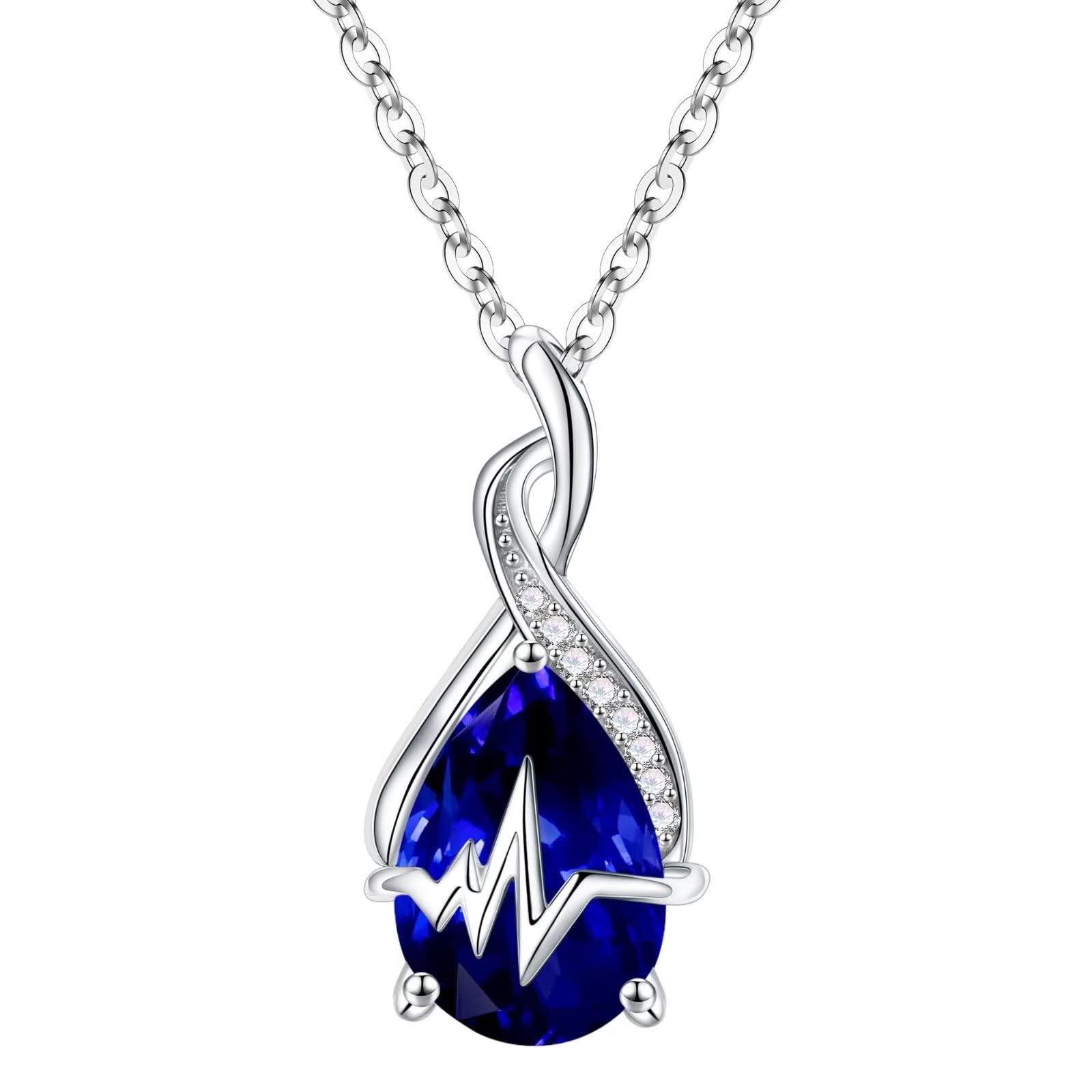 925 Sterling Silver Drop Shape Birthstone Necklace - Nurse Appreciation, Graduation & Birthday Gift for Women | Elegant Jewelry for Nurses, Medical Professionals & Healthcare Workers | Perfect for Daily Wear, Special Occasions & Nurse Week