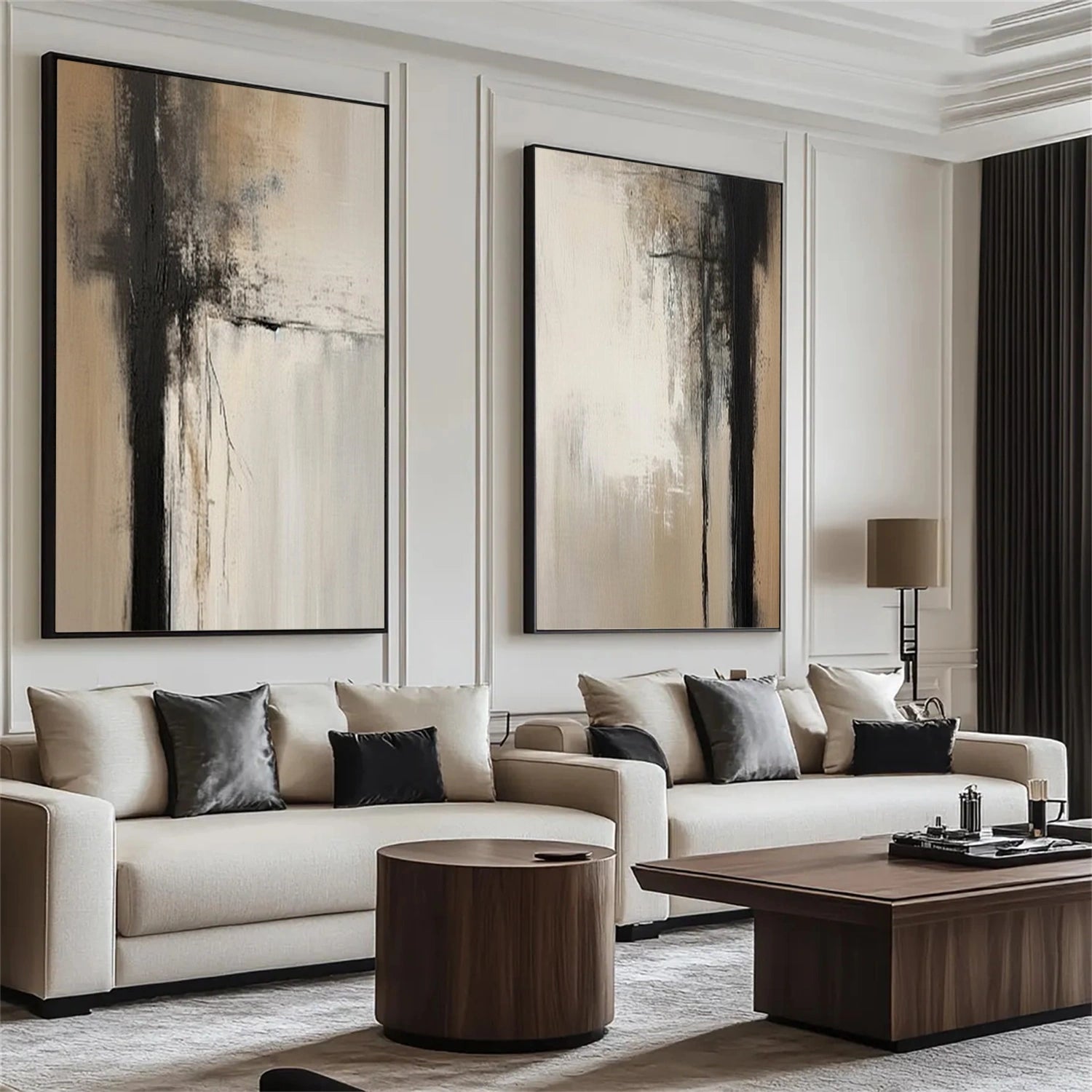 Abstract Wall Art Set of 2 - Modern Canvas Paintings for Living Room & Bedroom Decor | #AB416