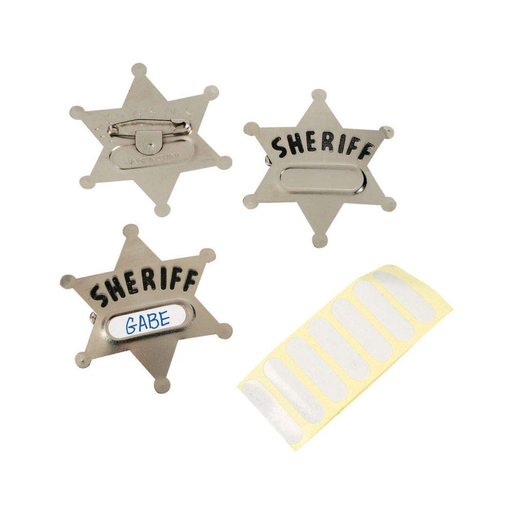 12-Piece Sheriff Badges Set for Kids - Metal Star Badges for Vacation Bible School, Western Theme Parties, Cowboy Costumes & Role Play Dress Up