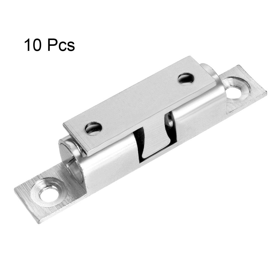 10PCS Brass Double Ball Catch Cabinet Door Latch 70mm Silver Tone - Heavy Duty Tension Closet Catches for Furniture, Wardrobe, Cupboard & Drawer Hardware Repair