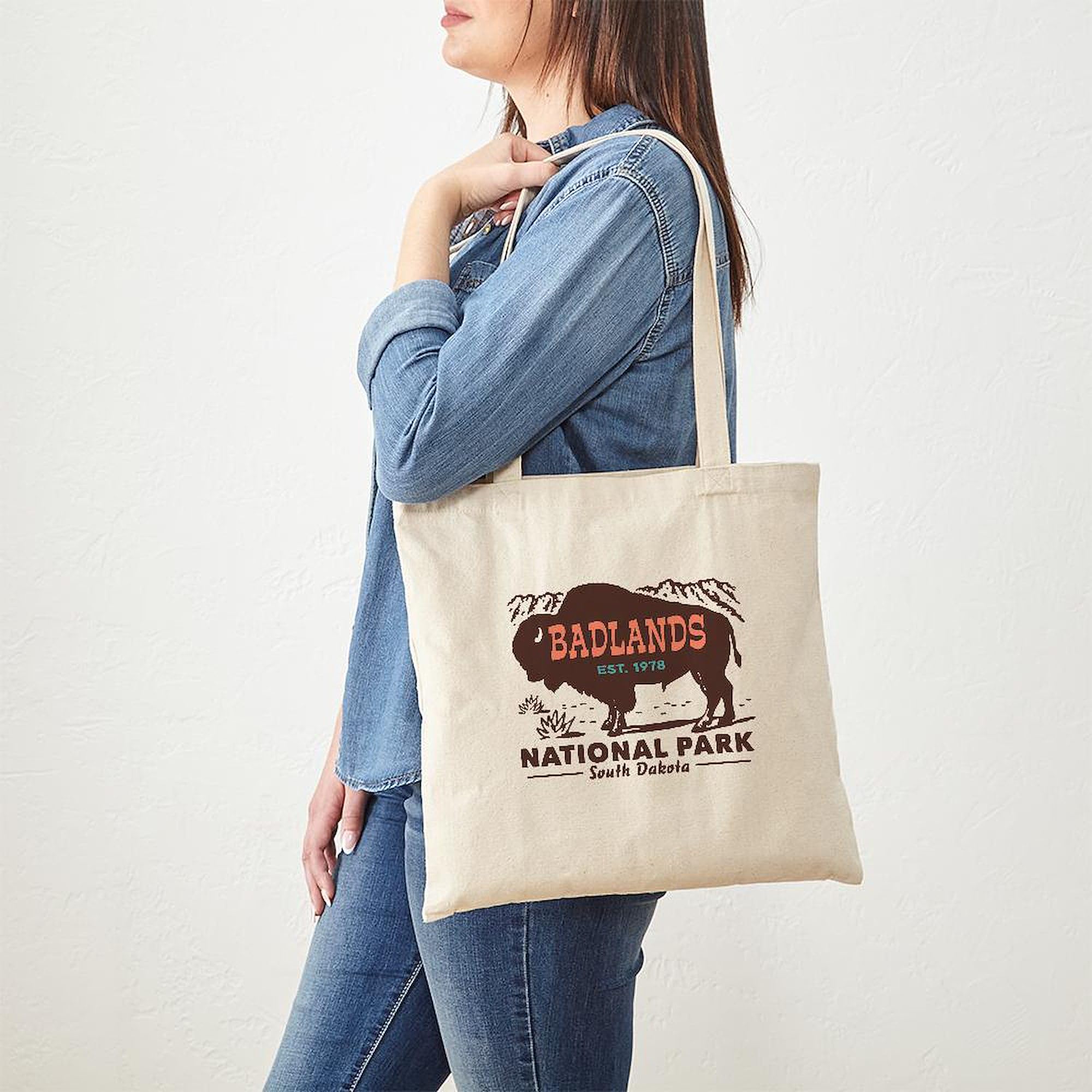 Badlands National Park Canvas Tote Bag - Eco-Friendly Reusable Shopping Bag for Groceries, Beach & Travel | Durable Natural Cotton Carryall