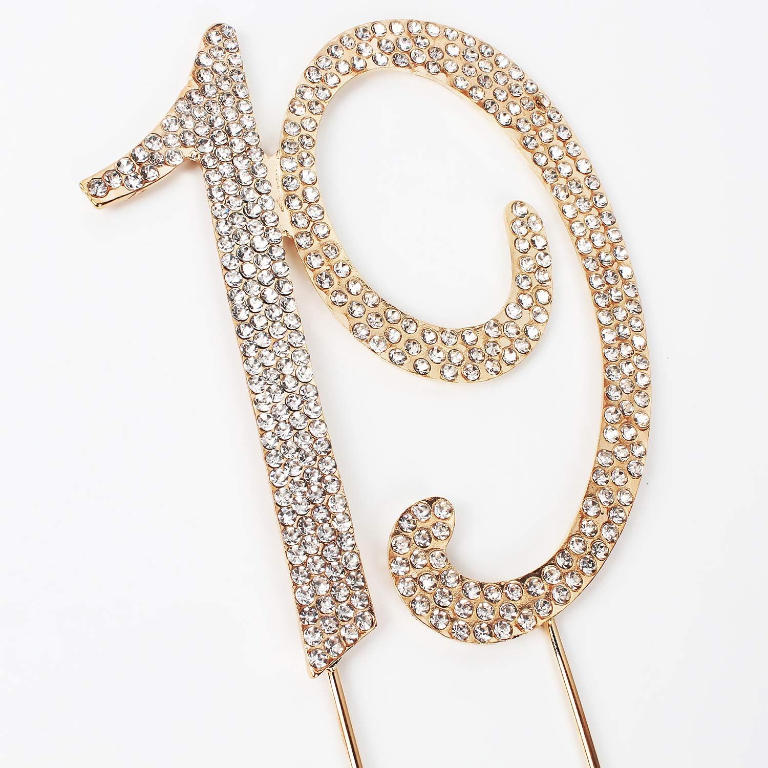 19th Birthday Cake Topper - Bling Crystal Rhinestone Gold Party Decorations | Best Keepsake Gift for 19th Birthday Celebrations, Sweet 16, Anniversary & Special Occasions