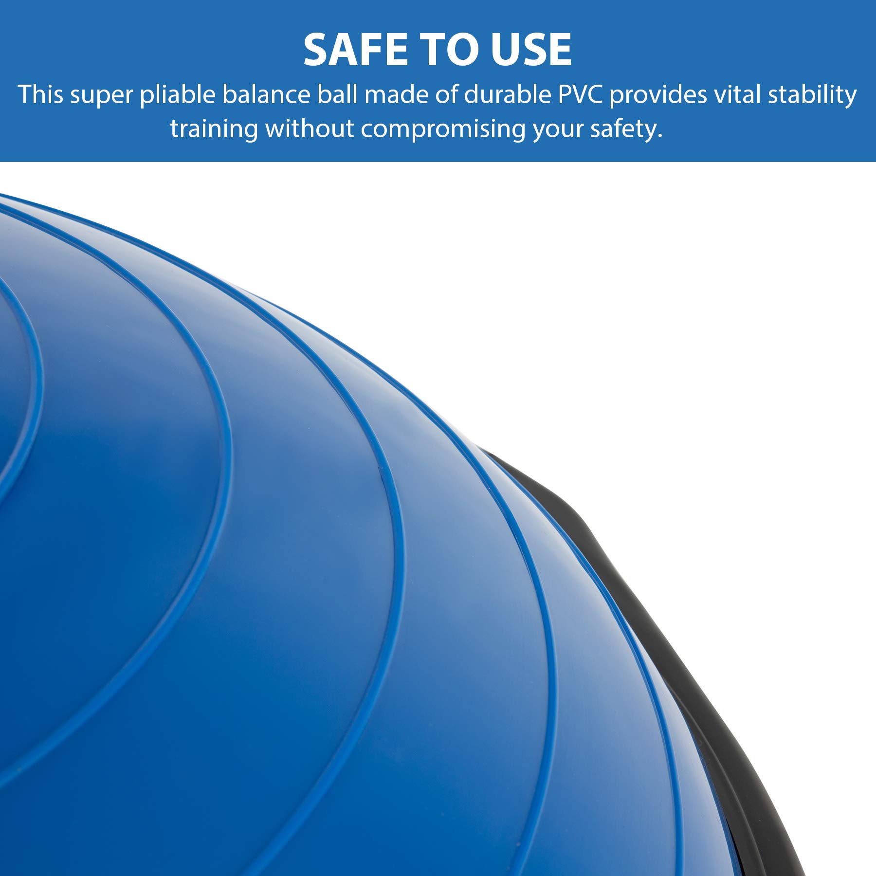 ZELUS 25in. Balance Ball - 1500lb Capacity Inflatable Half Exercise Ball with Non-Slip Base | Wobble Board Balance Trainer for Strength & Yoga | Includes 2 Resistance Bands, Pump & Extra Ball | Perfect for Home Gym, Physical Therapy & Core Workouts