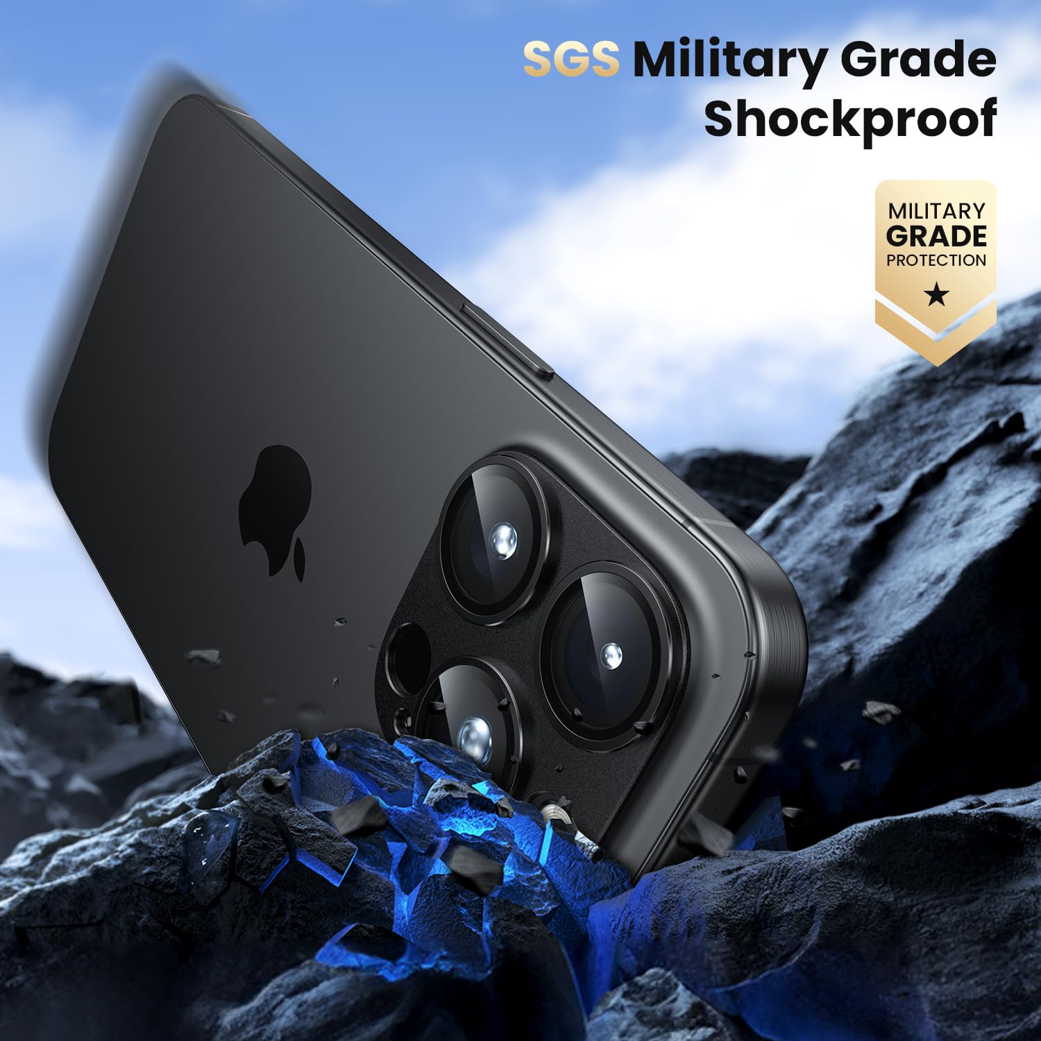 WSKEN Military Grade Shatterproof Camera Lens Protector for iPhone 16 Pro & iPhone 16 Pro Max - Black Titanium Metal Alloy Tempered Glass with Strong Adsorption - Perfect for Outdoor Adventures, Travel & Daily Protection