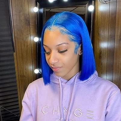 Royal Blue 13x4 HD Transparent Lace Front Bob Wig - 12