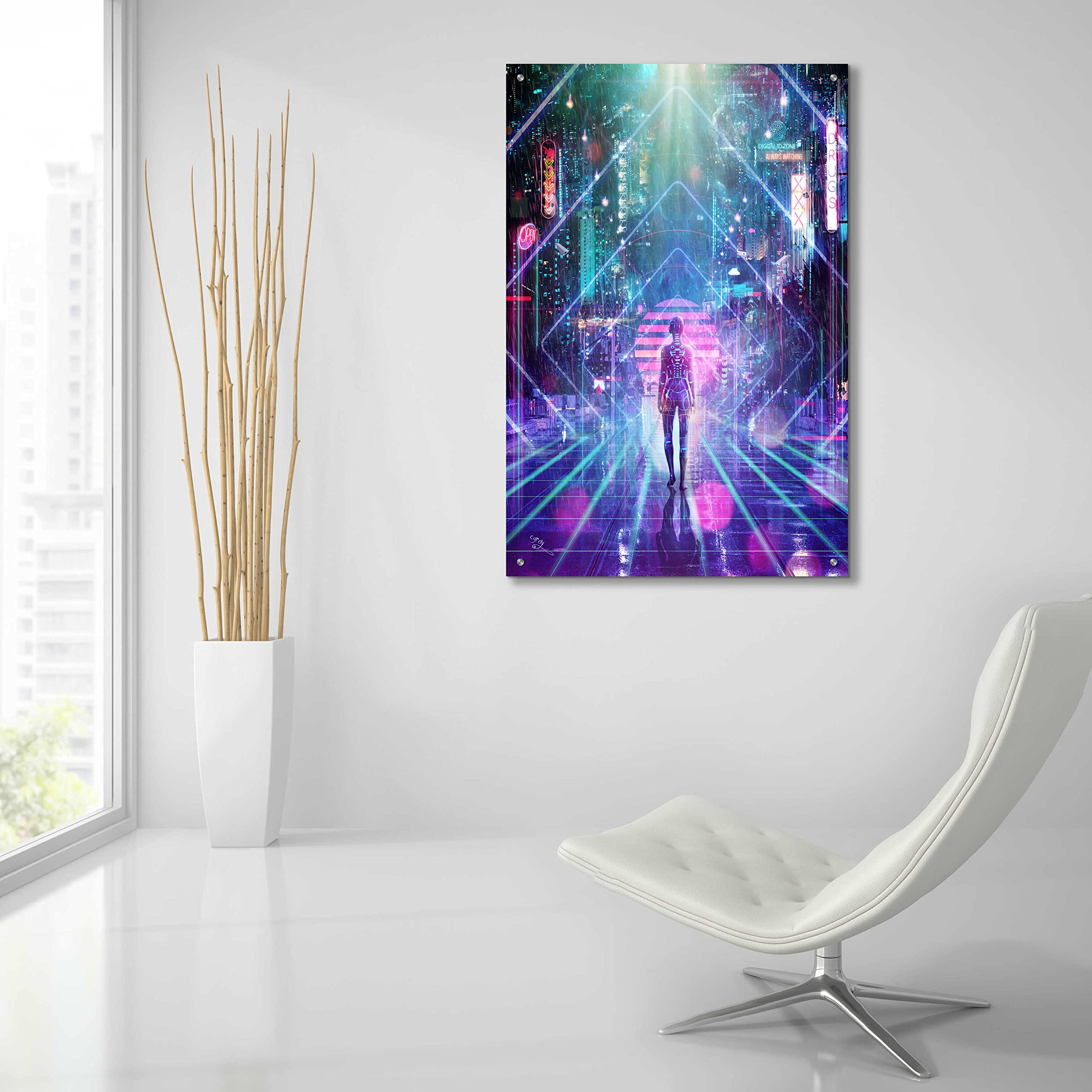 Epic Art 'Neon Zone' by Cameron Gray - Vibrant Acrylic Glass Wall Art 24x36 Inches - Perfect for Modern Living Room, Bedroom, or Office Decor