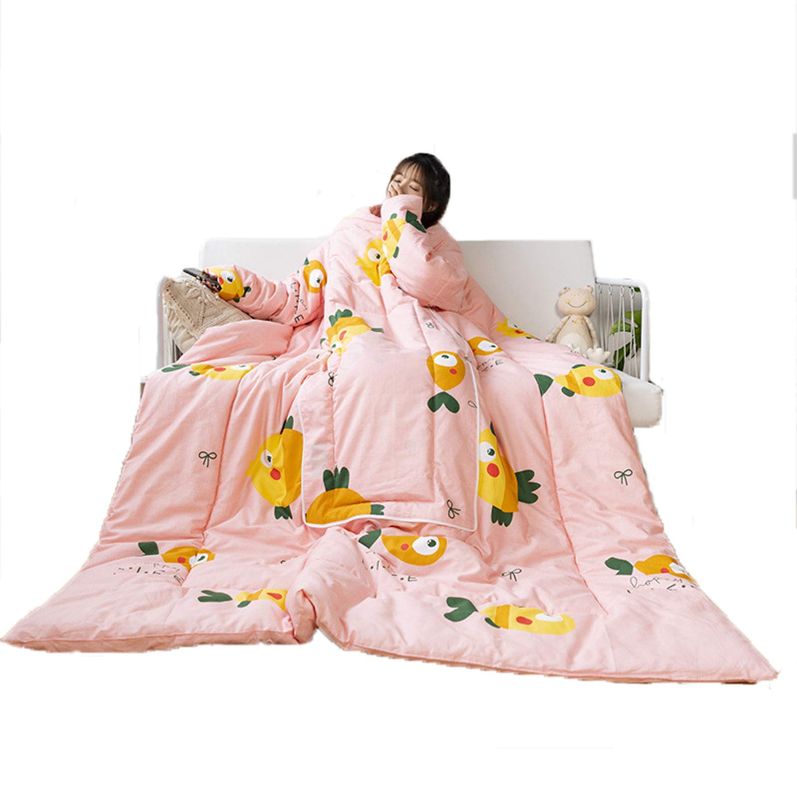 GL-GDD Multifunction Lazy Quilt with Sleeves - Ultra Soft & Warm Thickened Fleece Blanket for Adults, Perfect for Winter Napping, Gaming, Studying, and Phone Use at Home, Office or Dorm - 6 Sizes Available