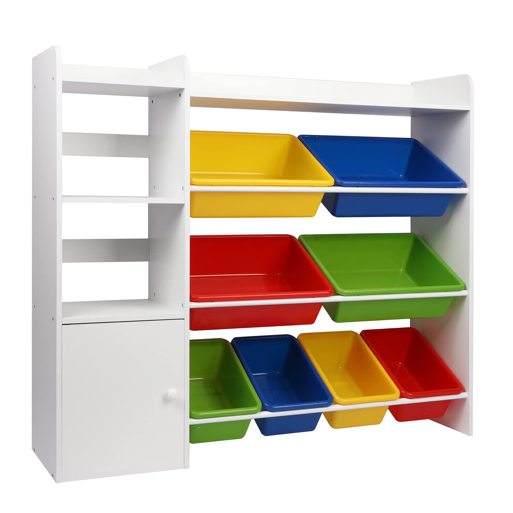 8-Bin Kids Toy Storage Organizer with Removable Bins, 4-Tier Toy Shelf for Playroom, Nursery & Classroom - Perfect for Organizing Stuffed Animals, Books & Toys in Bedrooms or Daycare Centers