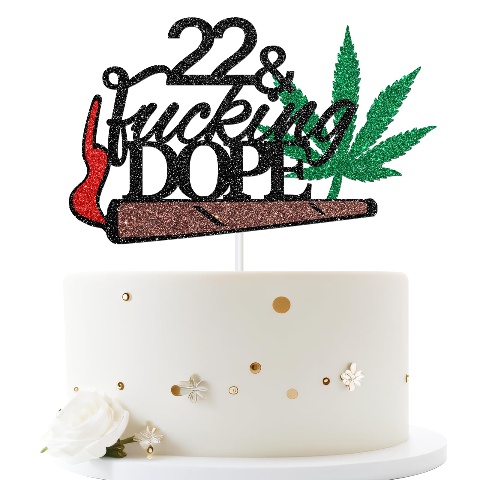 22nd Birthday Cake Topper - Black Glitter 'Have A Dope 22nd Birthday' & '22 & Fabulous' Decorations for Boys & Girls | Perfect for Birthday Cakes, Cupcakes & Party Decorations