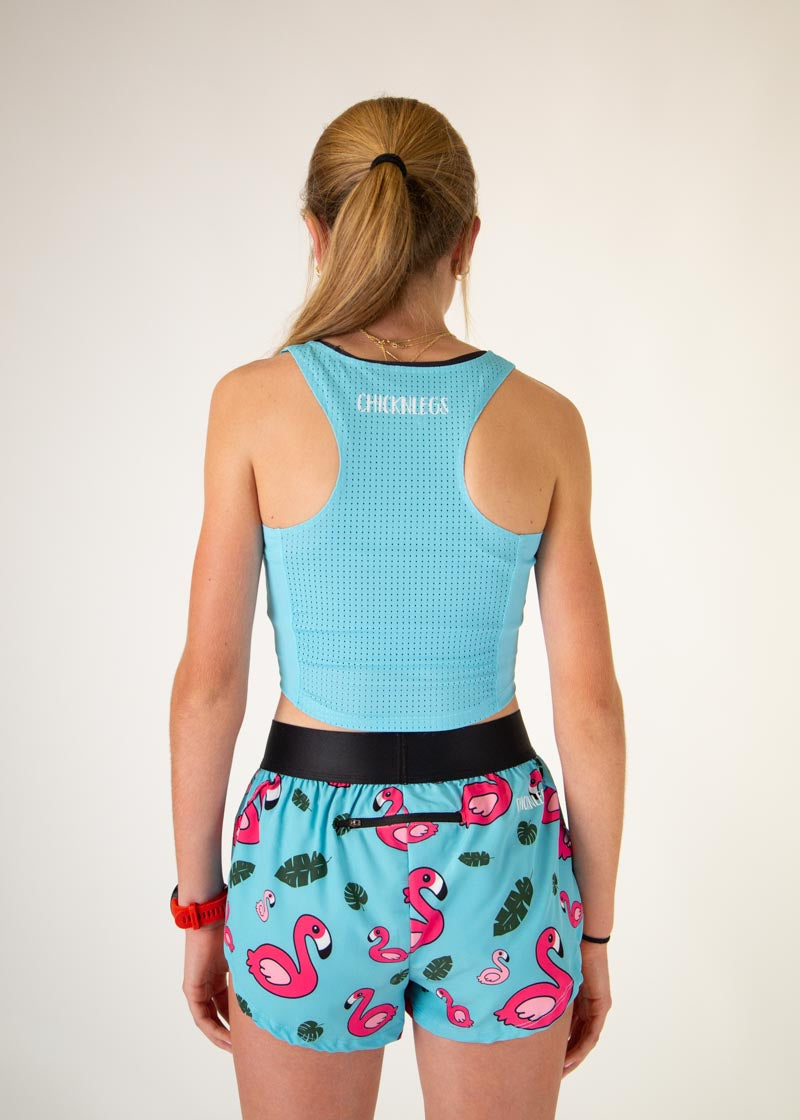 Sky Blue PWR Crop Top for Women - Trendy Workout & Gym Tank Top - Comfortable & Breathable Fitness Shirt for Running, Yoga & Casual Wear