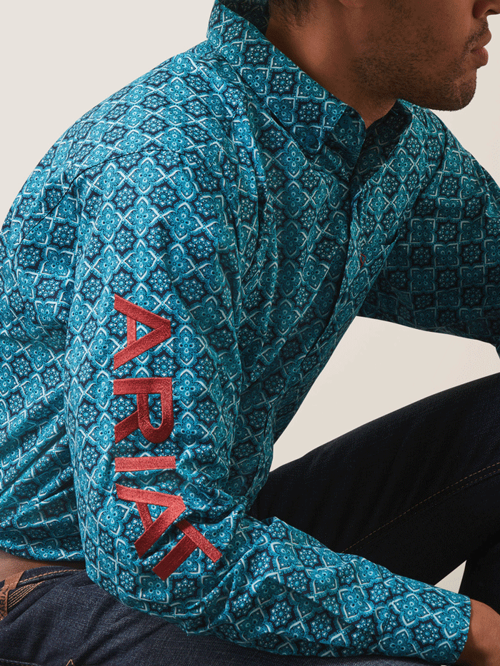 Ariat Men's Team Solomon Classic Fit Shirt - Blue Teal Western Work Shirt for Ranch, Rodeo & Casual Wear