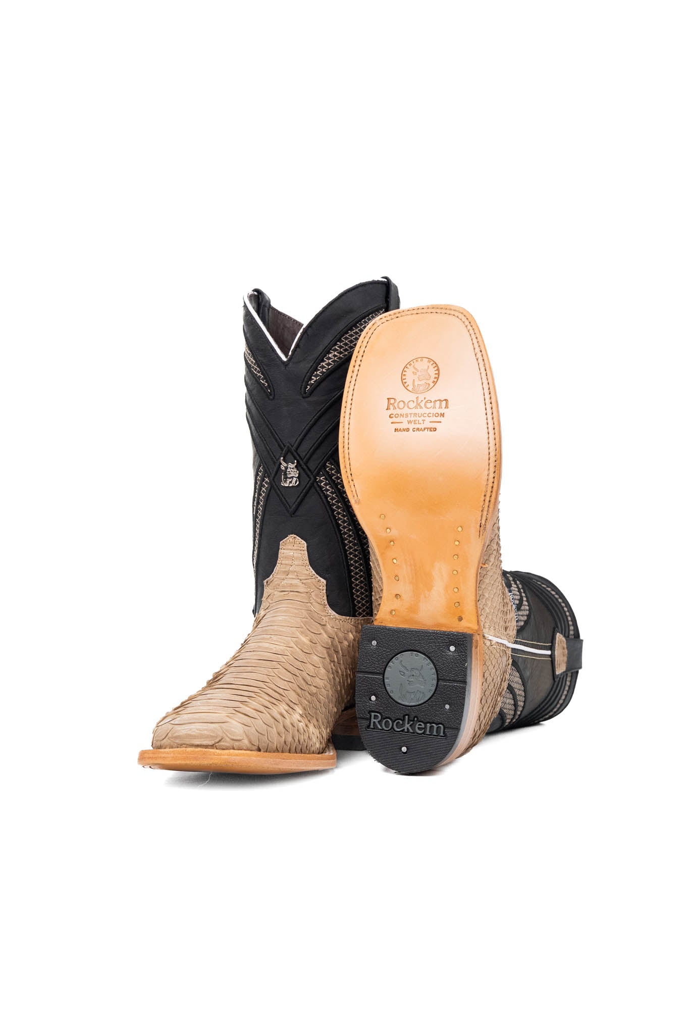 Monroe Python Exotic Square Toe Cowboy Boots for Men - Genuine Leather Western Boots with Square Toe Design - Perfect for Country Dancing, Rodeo Events & Western Fashion