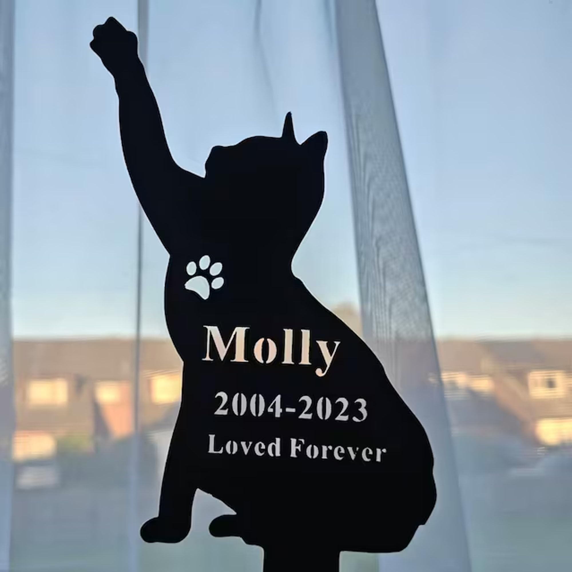 Personalized Cat Memorial Grave Stake - 12 Inch Outdoor Pet Loss Gift for Garden Burial - Heartfelt Tribute for Beloved Feline Companion | Perfect for Backyard Memorials & Pet Cemeteries
