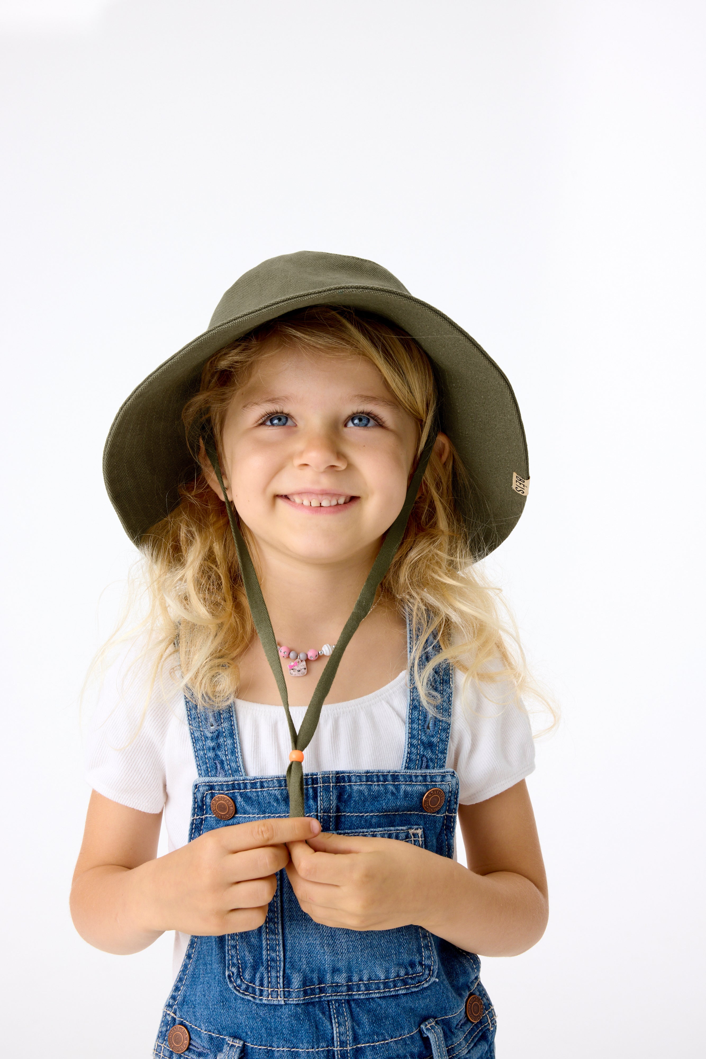 Kids Wide Brim Sun Hat in Olive - UPF 50+ UV Protection for Boys & Girls - Perfect for Beach, Pool, and Outdoor Play