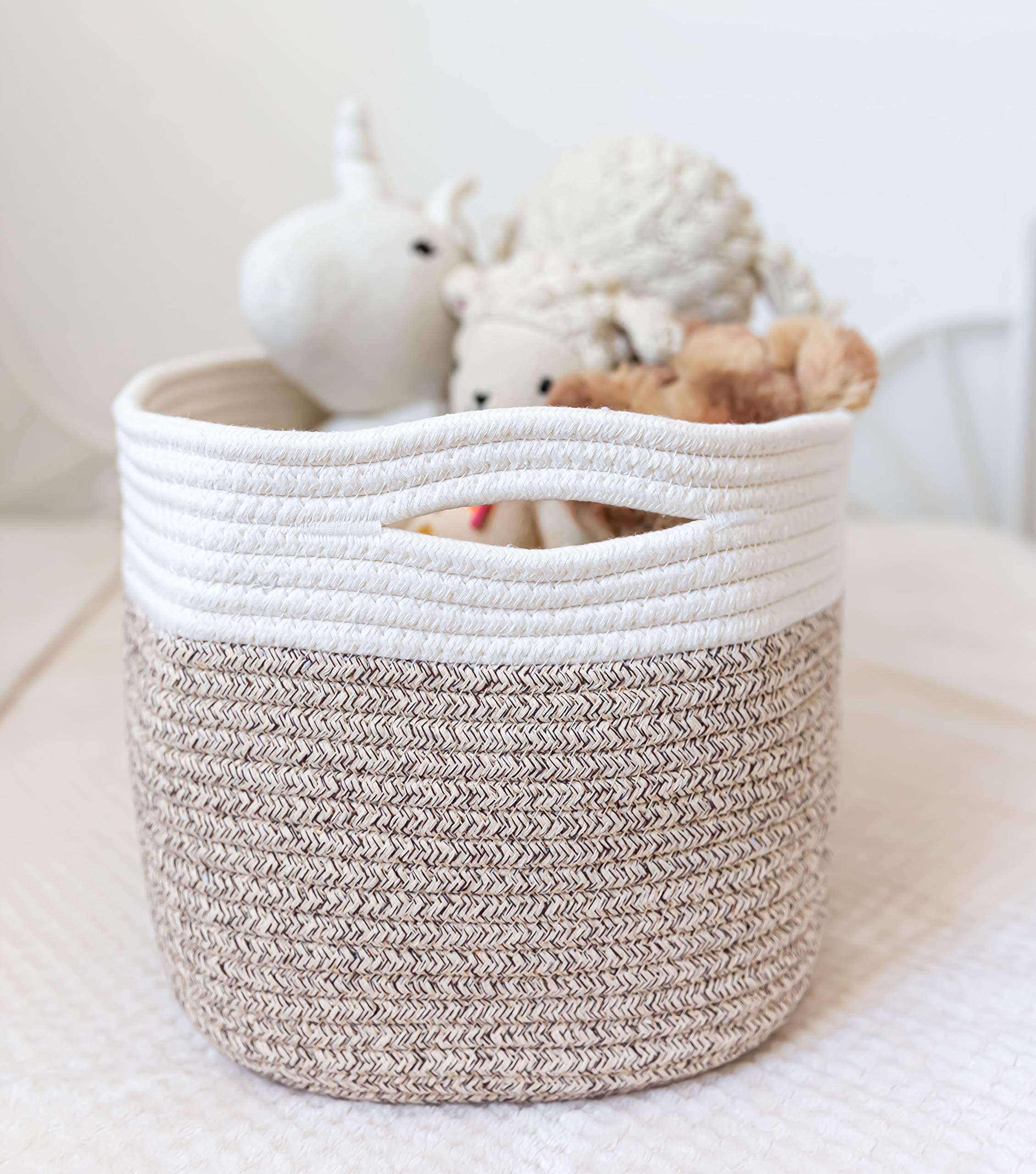 OrganiHaus Woven Cotton Rope Storage Basket - Nursery, Bathroom & Home Decor - Multi-Purpose Organizer for Toys, Towels, Books & More - Natural Brown Handwoven Basket for Stylish Storage Solutions