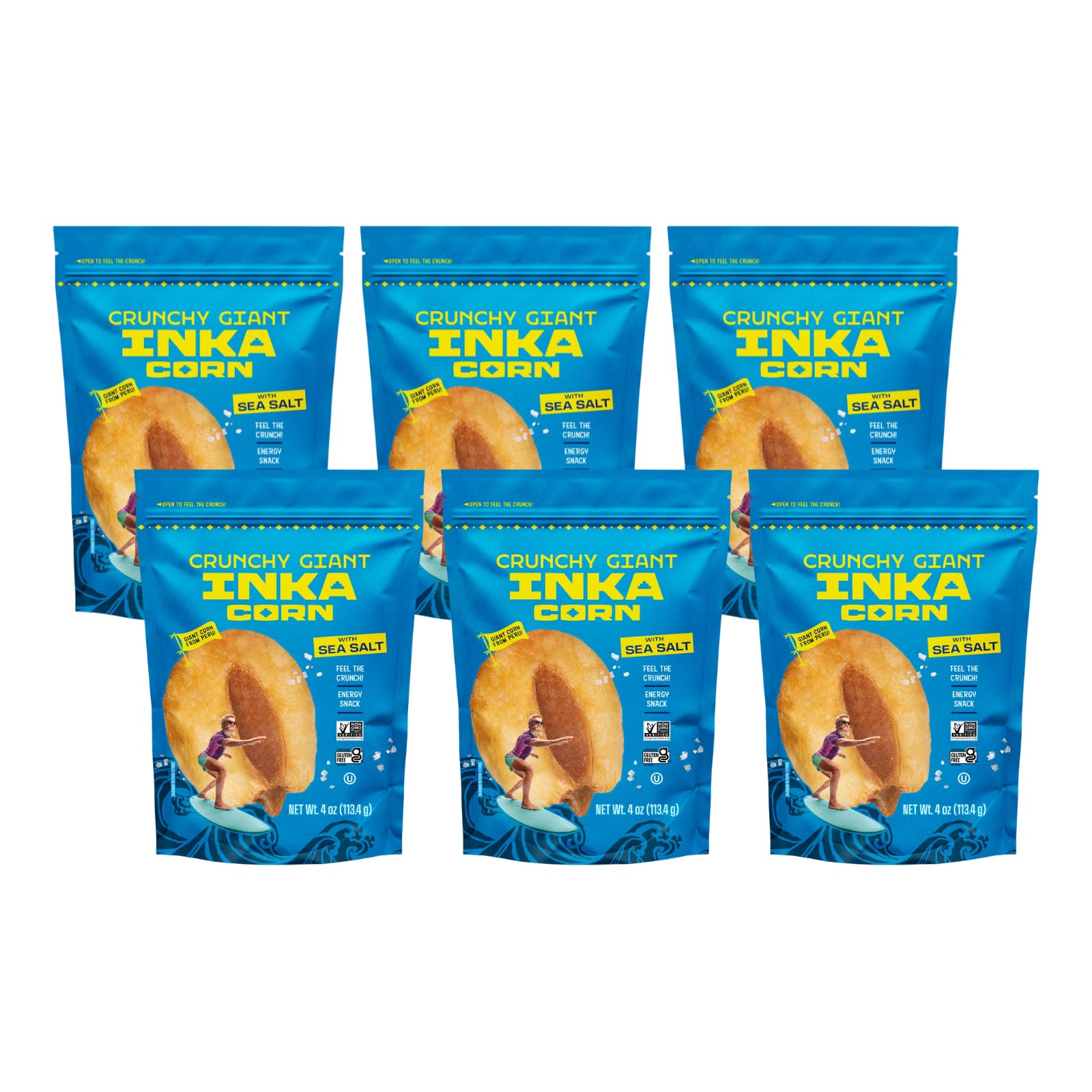Inka Corn Nuts - Gluten Free Roasted Giant Corn Snacks, Original Flavor, 4oz (Pack of 6) | Crunchy Healthy Snack for Parties, Hiking & On-the-Go Nutrition