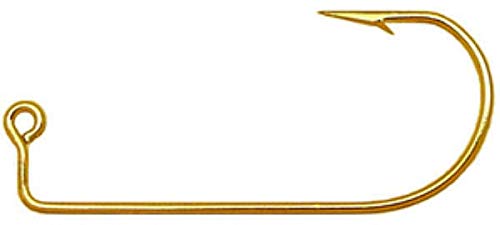 100-Pack #4 Eagle Claw 575 Gold Jig Hooks for Fishing Lures - Premium Saltwater & Freshwater Jig Mold Hooks for Bass, Walleye, Crappie Fishing