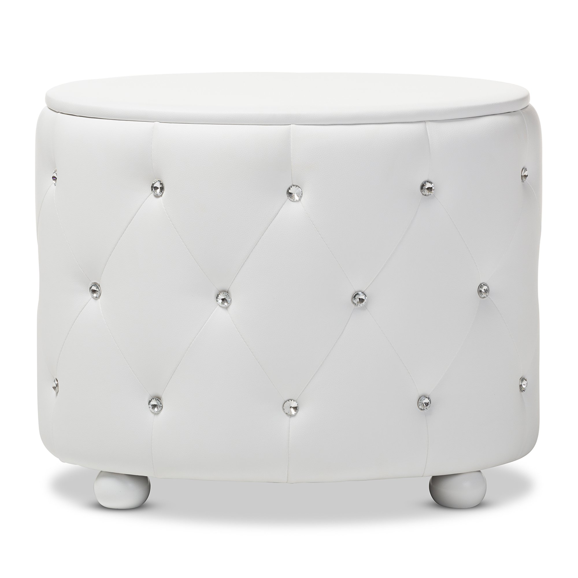 Baxton Studio Davina White Faux Leather Upholstered Nightstand - Modern Bedside Table with Drawer for Bedroom, Guest Room & Apartment Decor