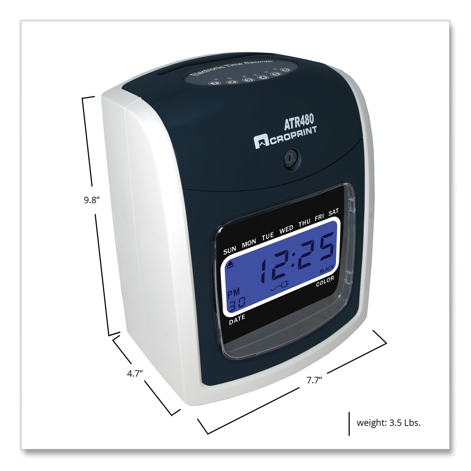 Acroprint® ATR480 Digital Time Clock with Accessories Bundle - White/Charcoal Display for Employee Time Tracking & Attendance Management in Offices & Workplaces
