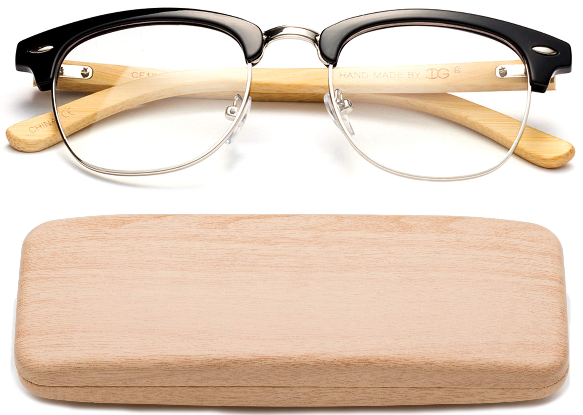 Bamboo Reading Glasses - Lightweight & Stylish Horn Rimmed Readers with Case - Perfect for Reading, Crafts, and Computer Work