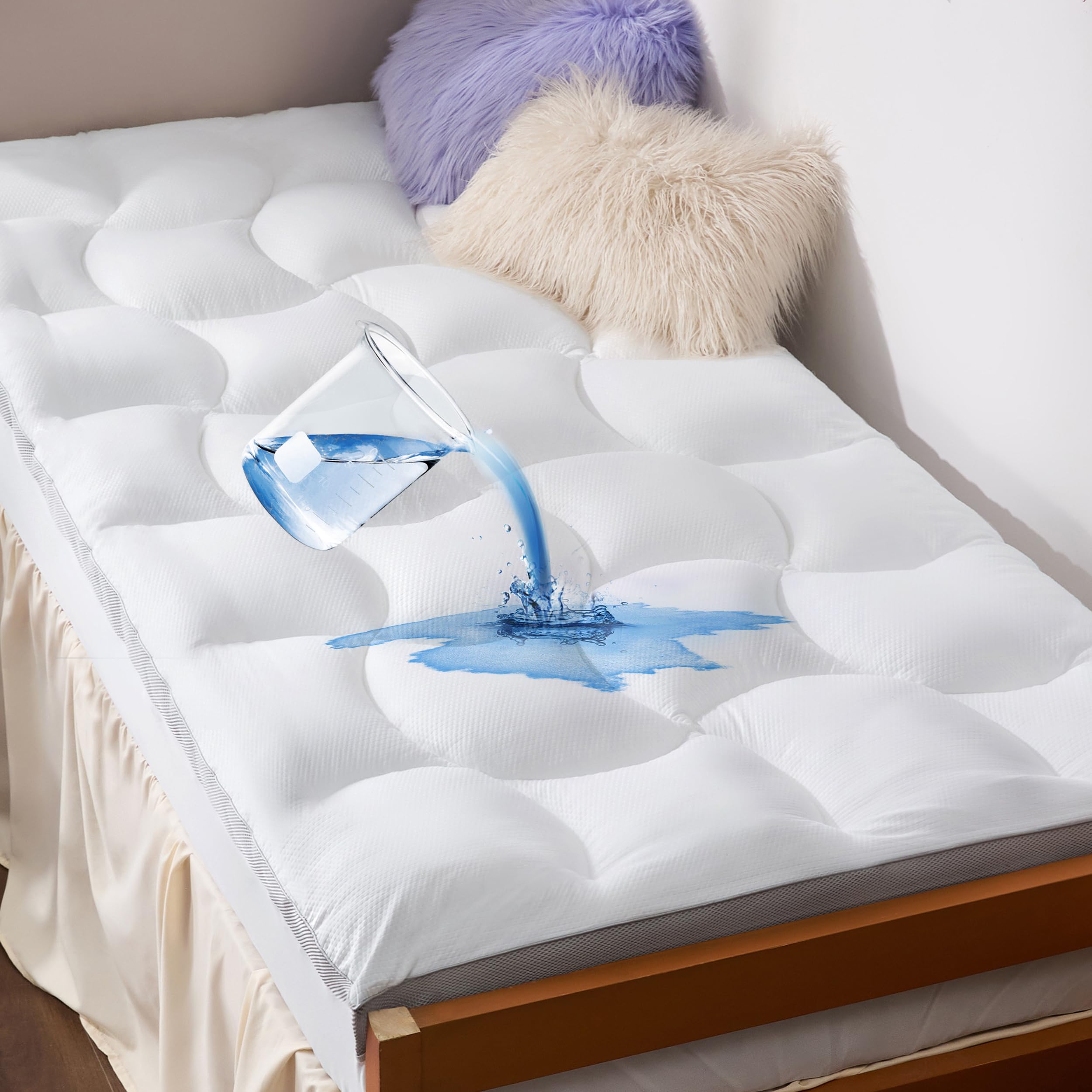Bedsure Twin XL Mattress Topper - 800 GSM Thick Pillow Top Mattress Protector with Deep Pocket (8-21 Inches), Waterproof & Breathable Bed Pad for College Dorm, Guest Room & Home Bedroom - White - Perfect for Extra Comfort & Support While Sleeping