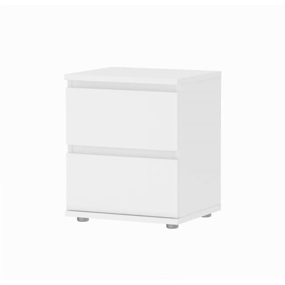 Modern 2-Piece White Bedroom Set with Handle-Free Wood Nightstands - Perfect for Contemporary Home Decor & Small Space Bedrooms