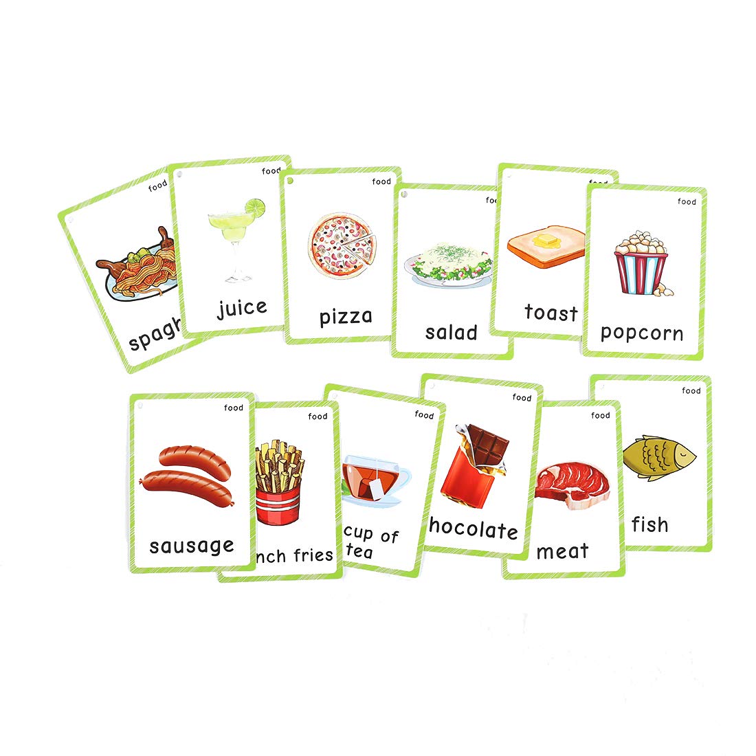 FieldDream 35Pcs Kids Educational Flash Cards - English Learning Toys for Toddlers, Preschoolers & Beginners - Alphabet, Food & Vocabulary Flashcards with Ring - Perfect for Homeschooling & Early Childhood Education