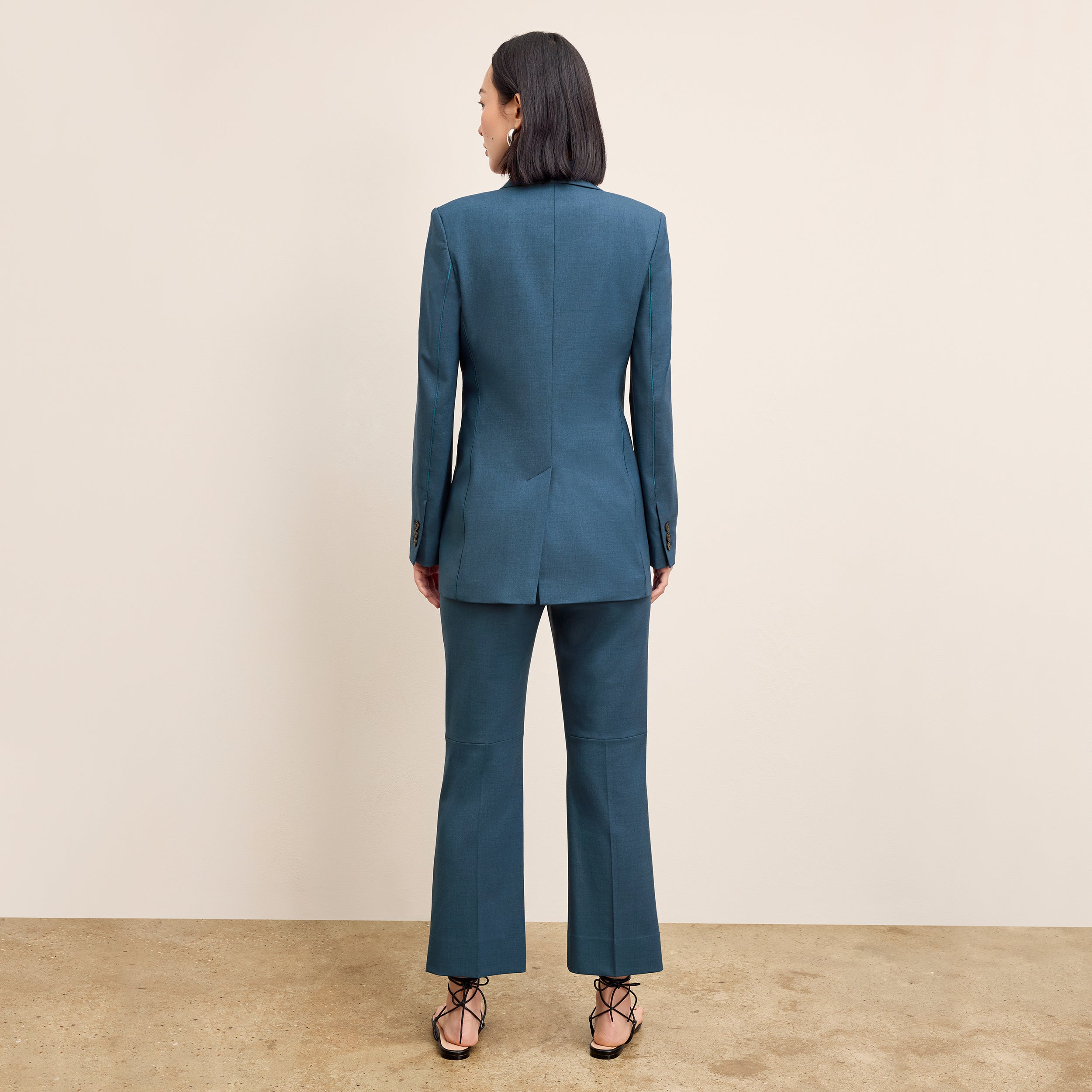 Tessa Kick Flare Trouser - Washable Wool Twill Pants for Women in Bluebell | Comfortable & Stylish Office Wear & Casual Outfits