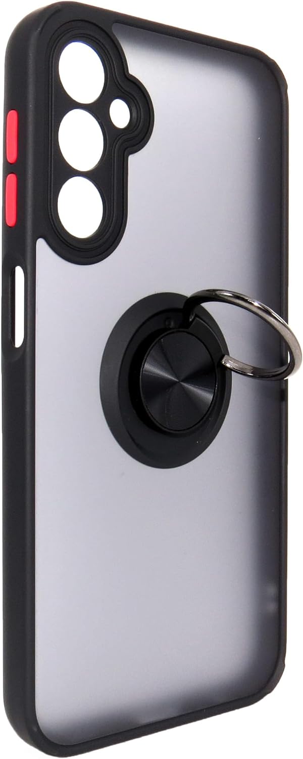Samsung Galaxy A15 / A25 4G/5G Shockproof Silicone Phone Case with Ring Stand - Black & Blue Black - Perfect for Daily Use, Travel, and Hands-Free Viewing